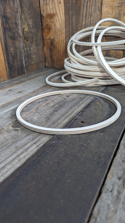 8.75" Baltic Birch Wood Donut Ring, 8" Center Hole, Unfinished Wooden Circles