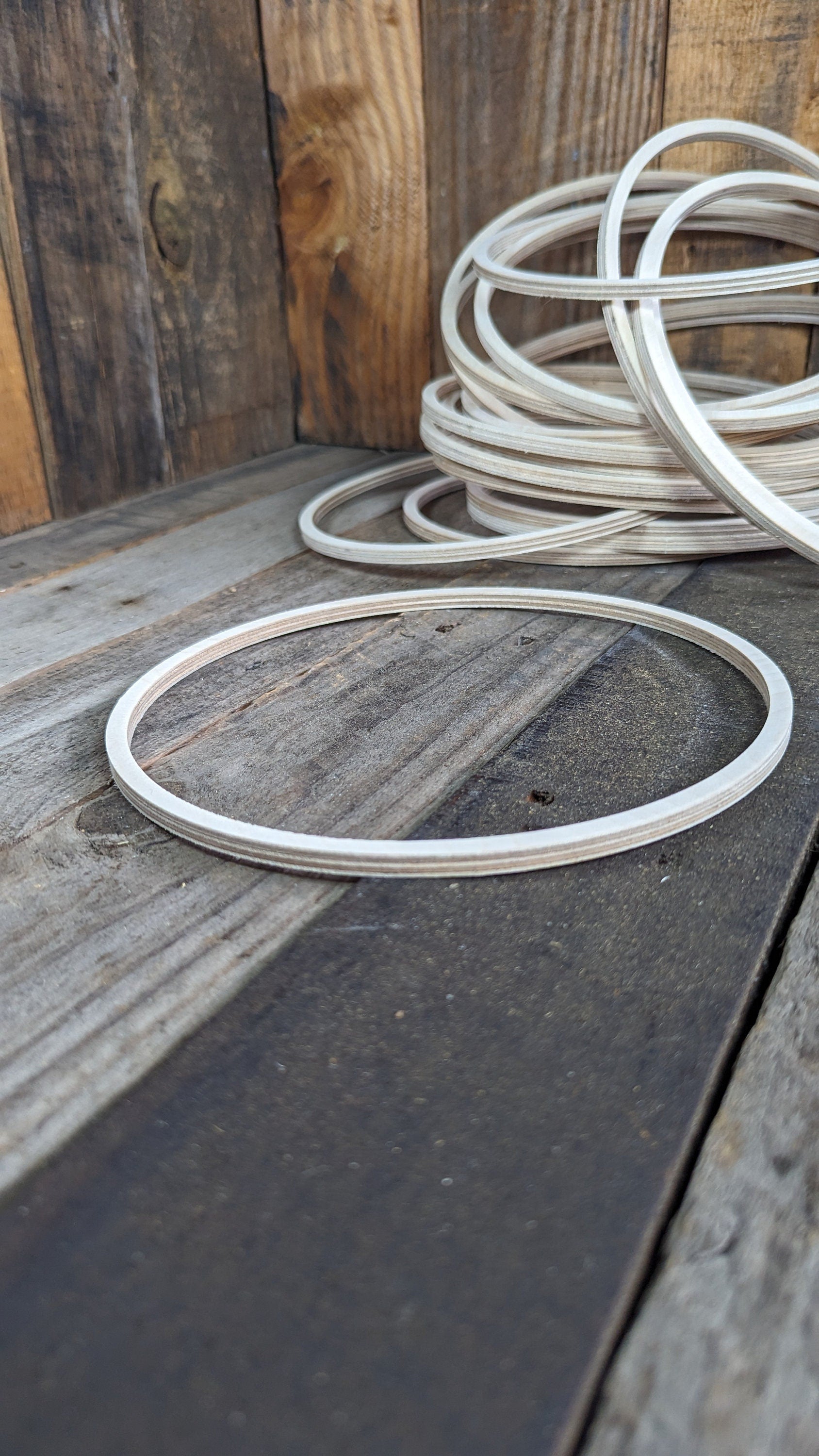 8" Baltic Birch Wood Donut Ring, 7.5" Center Hole, Unfinished Wooden Circles