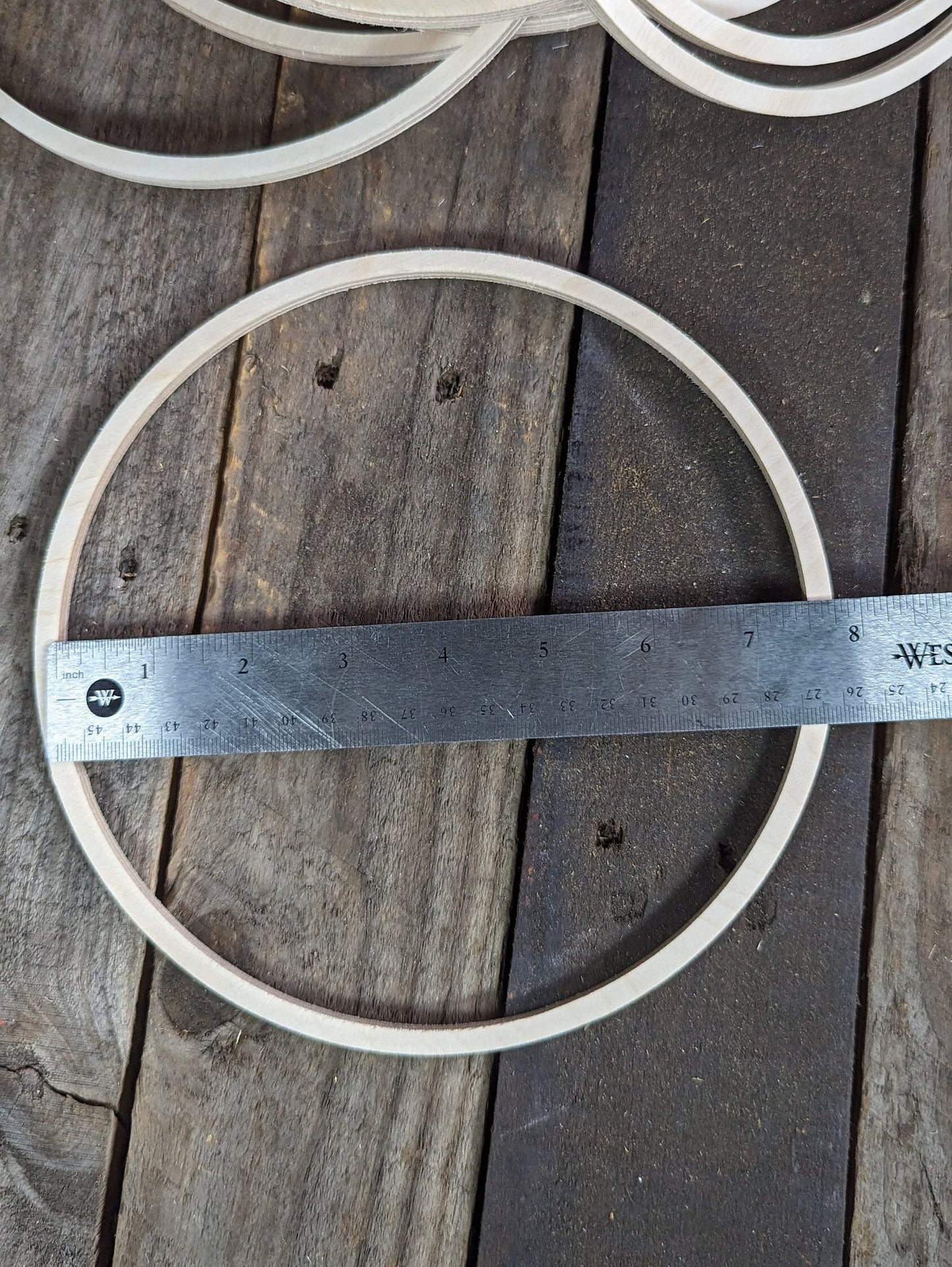 8" Wood Donut Ring with 7.5" ( 7 1/2") center hole, BALTIC BIRCH Wooden Circles, Unfinished Wooden Circles, Round Circles, Circular Wood