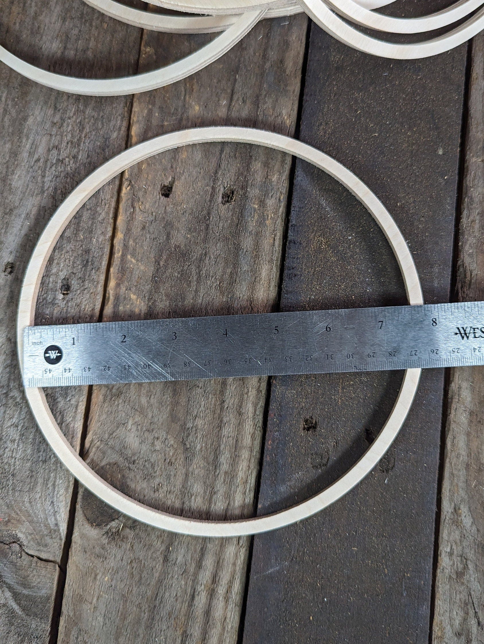 8" Baltic Birch Wood Donut Ring, 7.5" Center Hole, Unfinished Wooden Circles