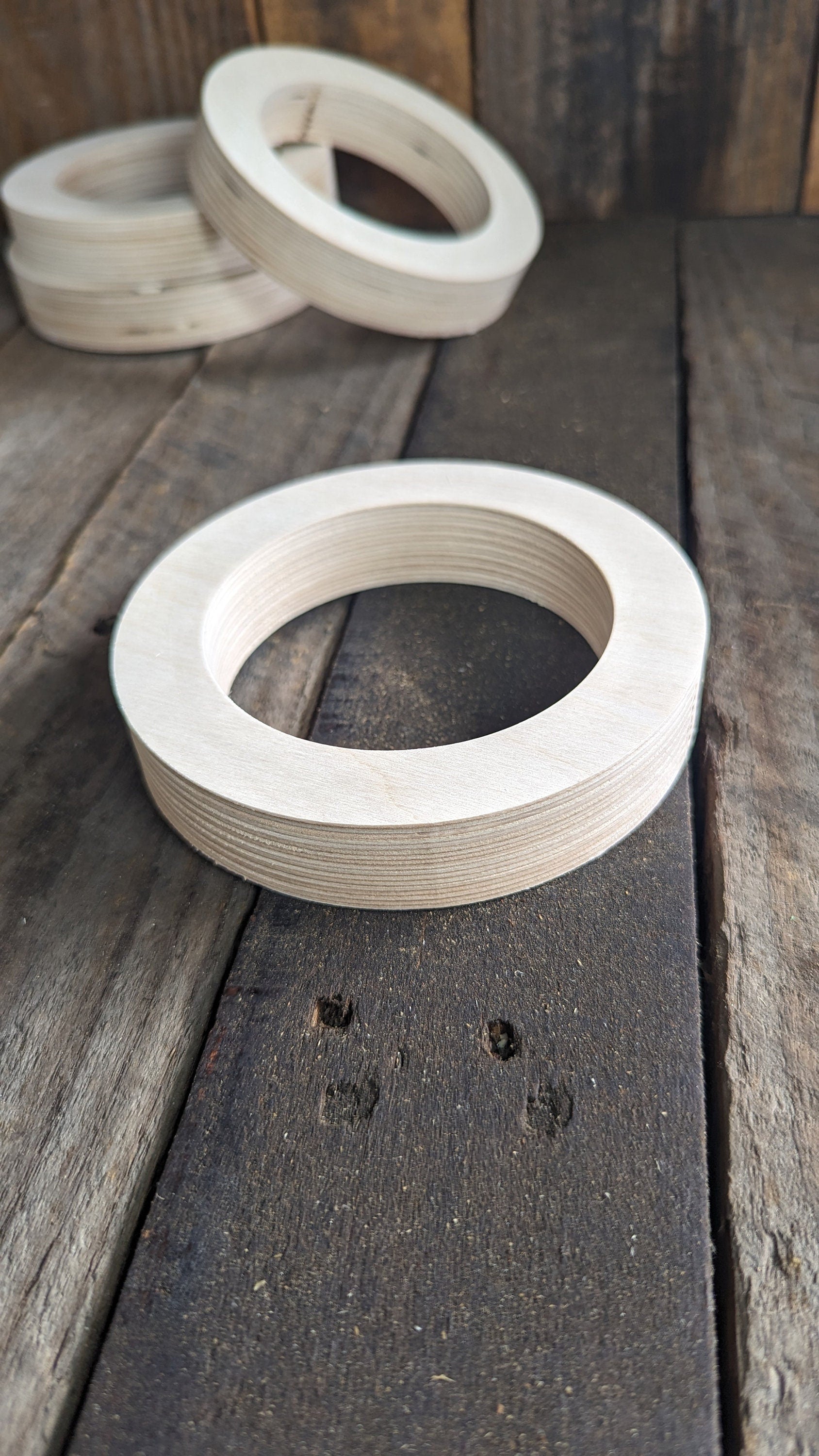 5" Baltic Birch Wood Donut, 3.5" Center Hole, Unfinished Craft Supply