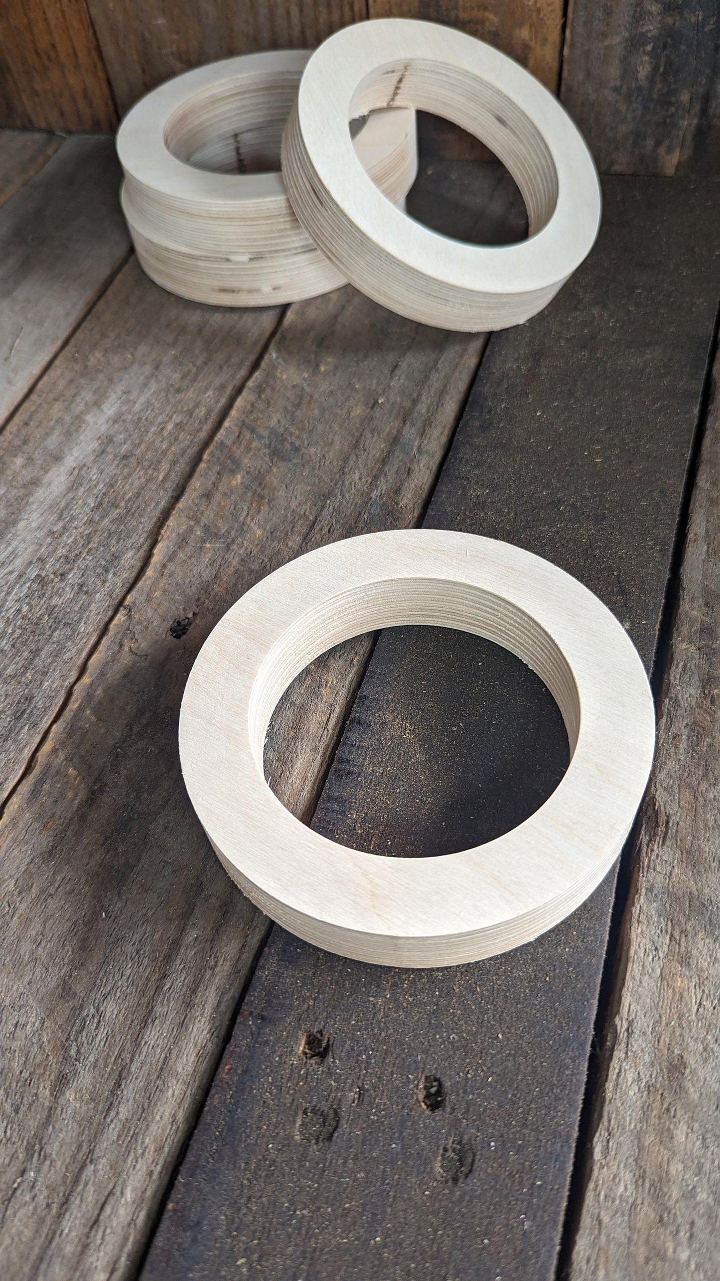 5" Wood Donut with 3.5" (3 1/2") hole , BALTIC BIRCH - Wooden Circles, Blank Circles, Unfinished, Round Circles, Circular, Ring Shape