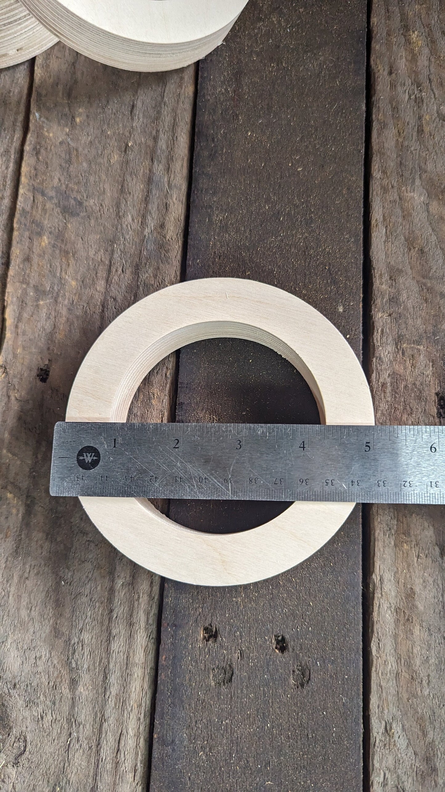 5" Baltic Birch Wood Donut, 3.5" Center Hole, Unfinished Craft Supply