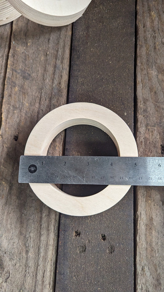 5" Baltic Birch Wood Donut, 3.5" Center Hole, Unfinished Craft Supply