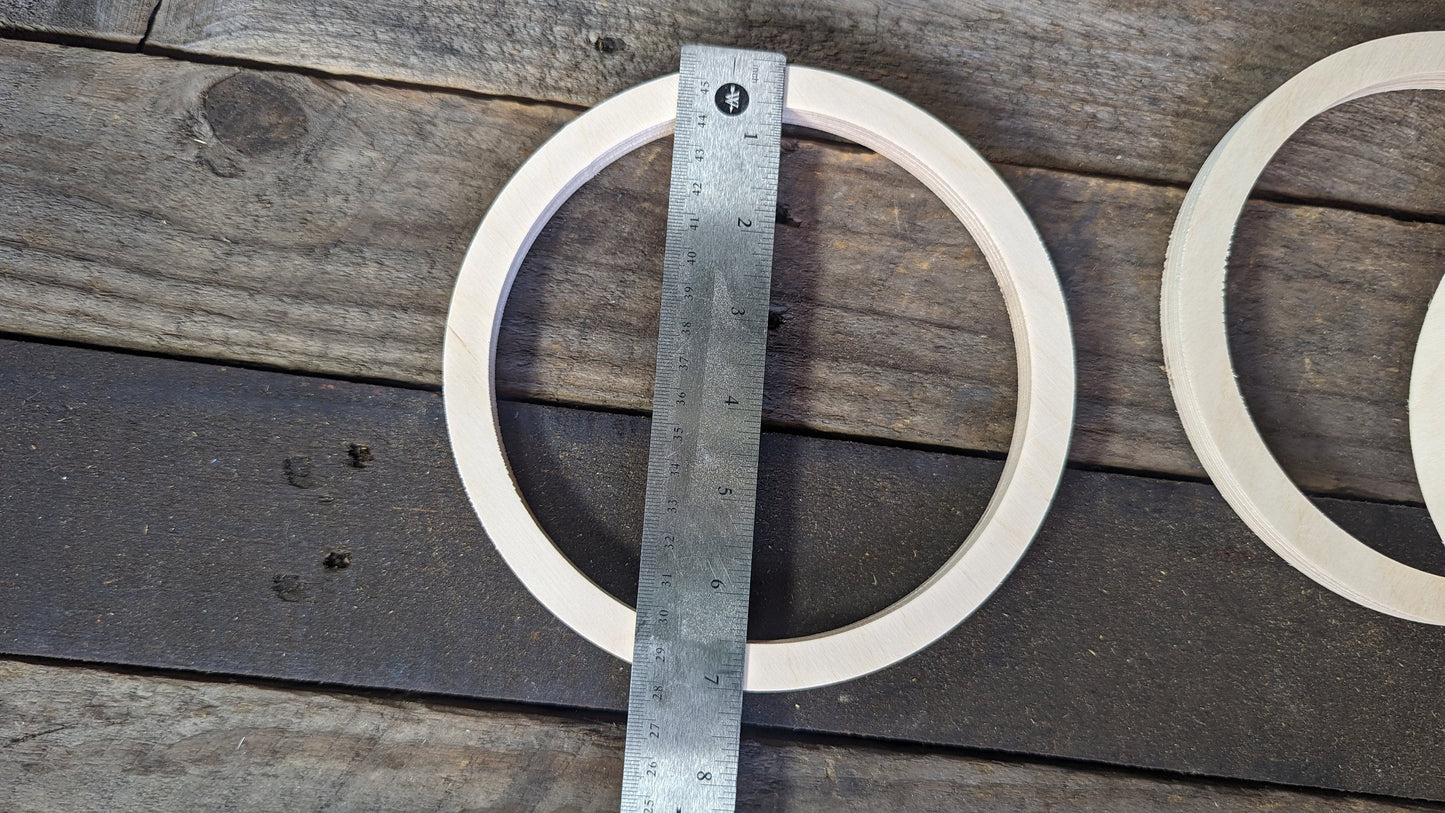 7" Baltic Birch Wood Donut, 6" Center Hole, Unfinished Wood Circles