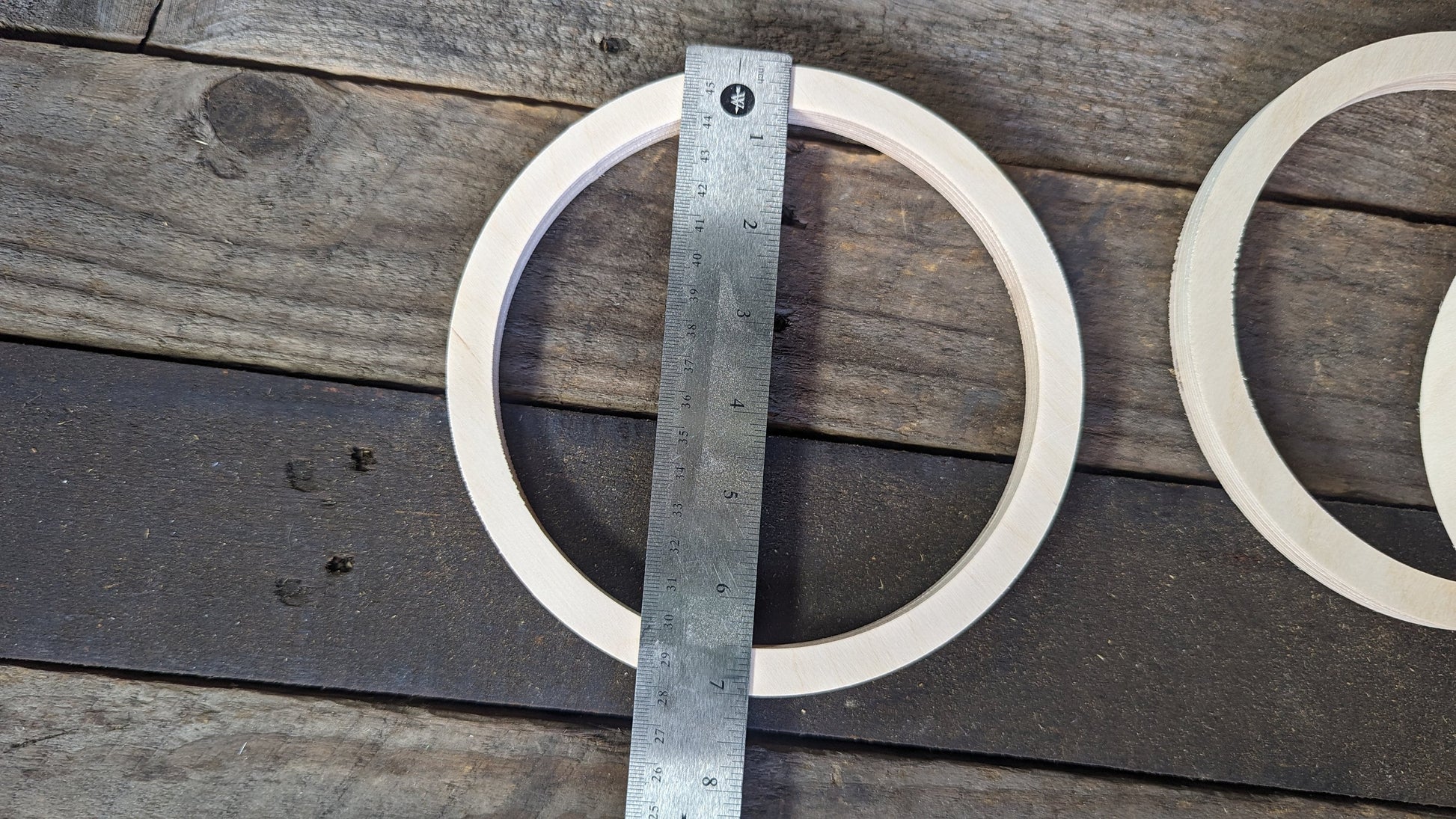 7" Baltic Birch Wood Donut, 6" Center Hole, Unfinished Wood Circles