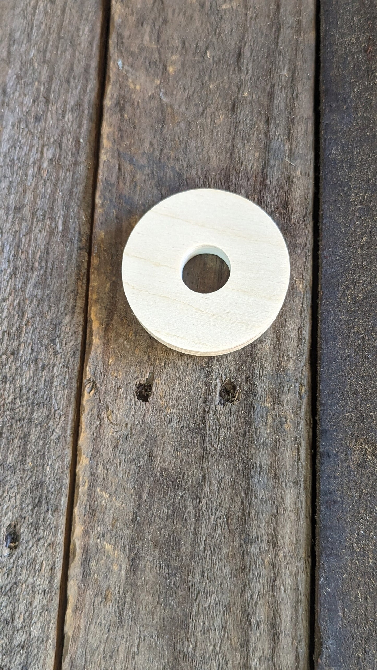 5 Pack - 2.5" Baltic Birch Wood Donut, 0.75" Center Hole