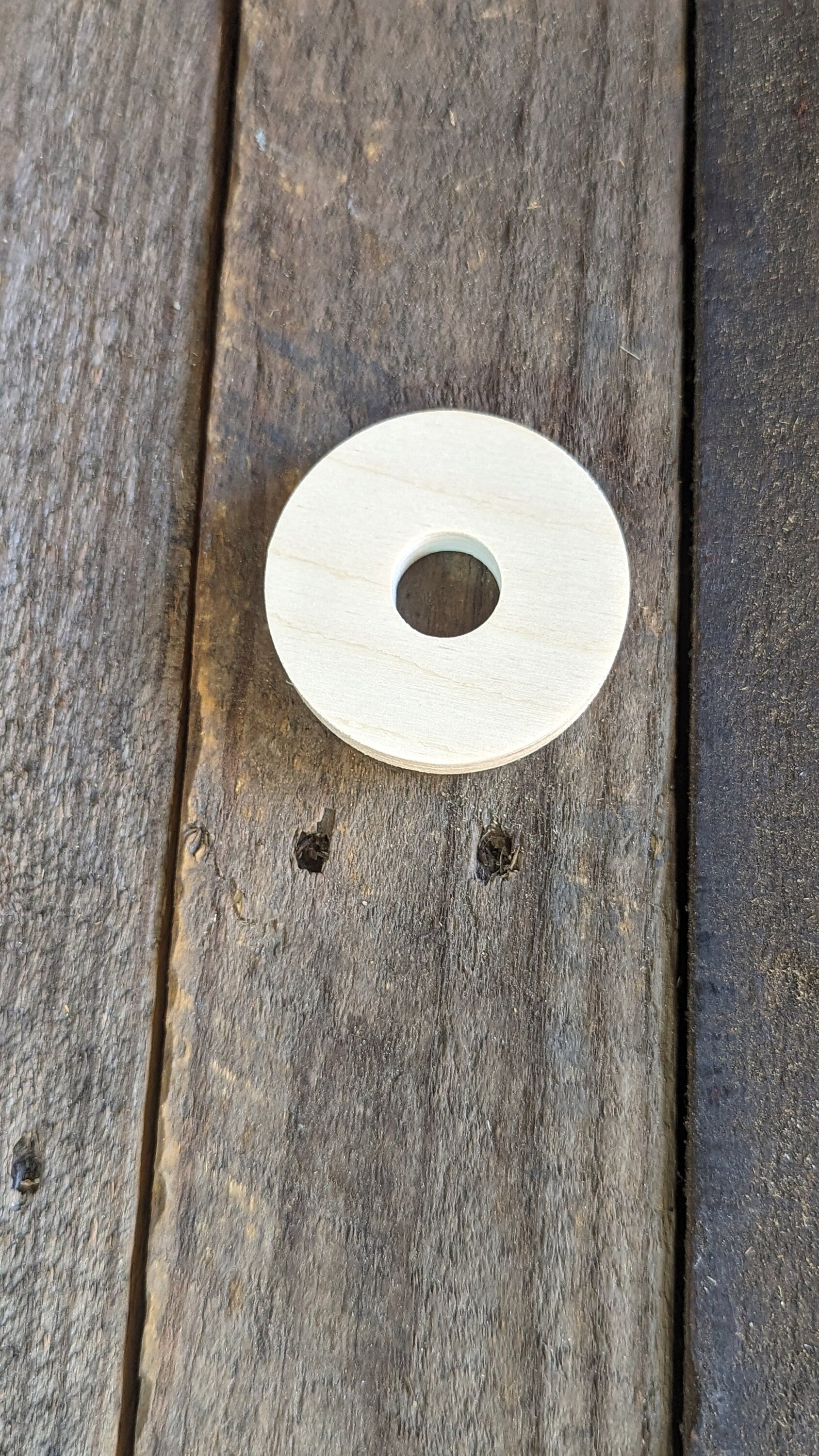 5 Pack - 2.5" Baltic Birch Wood Donut, 0.75" Center Hole