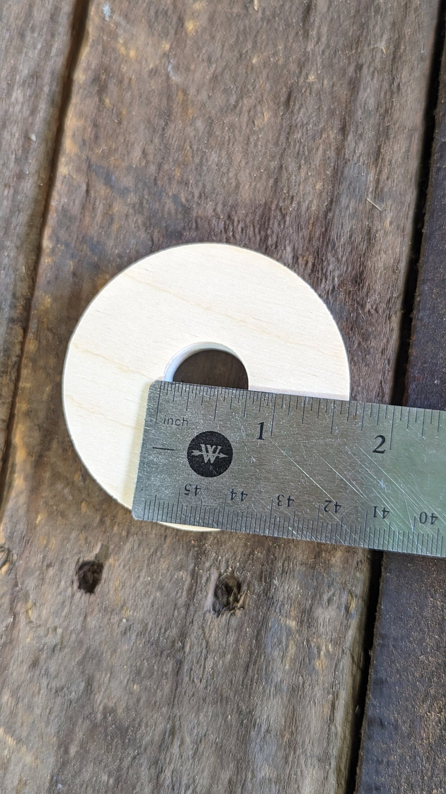 5 Pack - 2.5" Baltic Birch Wood Donut, 0.75" Center Hole