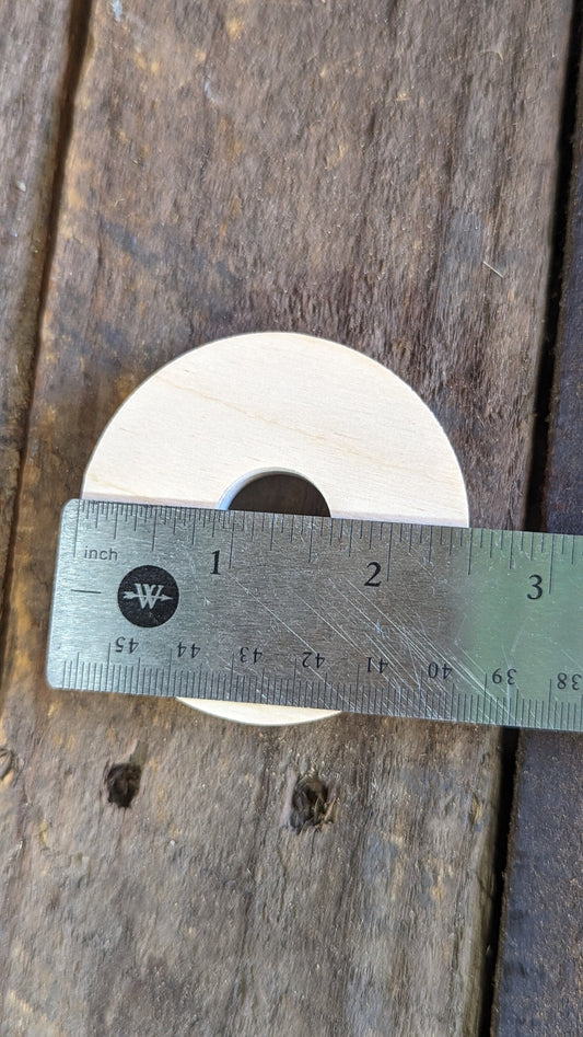5 Pack - 2.5" Baltic Birch Wood Donut, 0.75" Center Hole