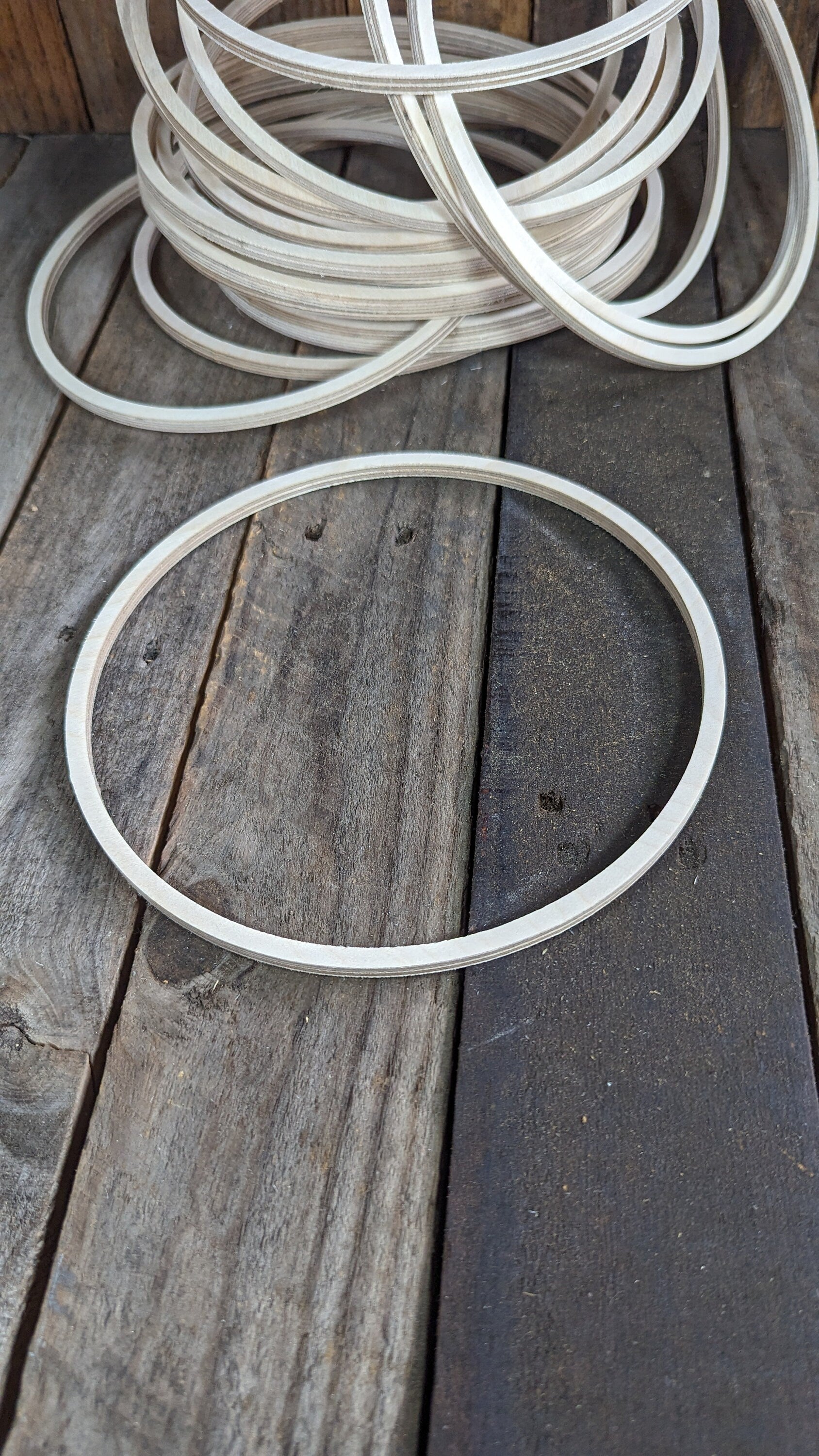8" Baltic Birch Wood Donut Ring, 7.5" Center Hole, Unfinished Wooden Circles