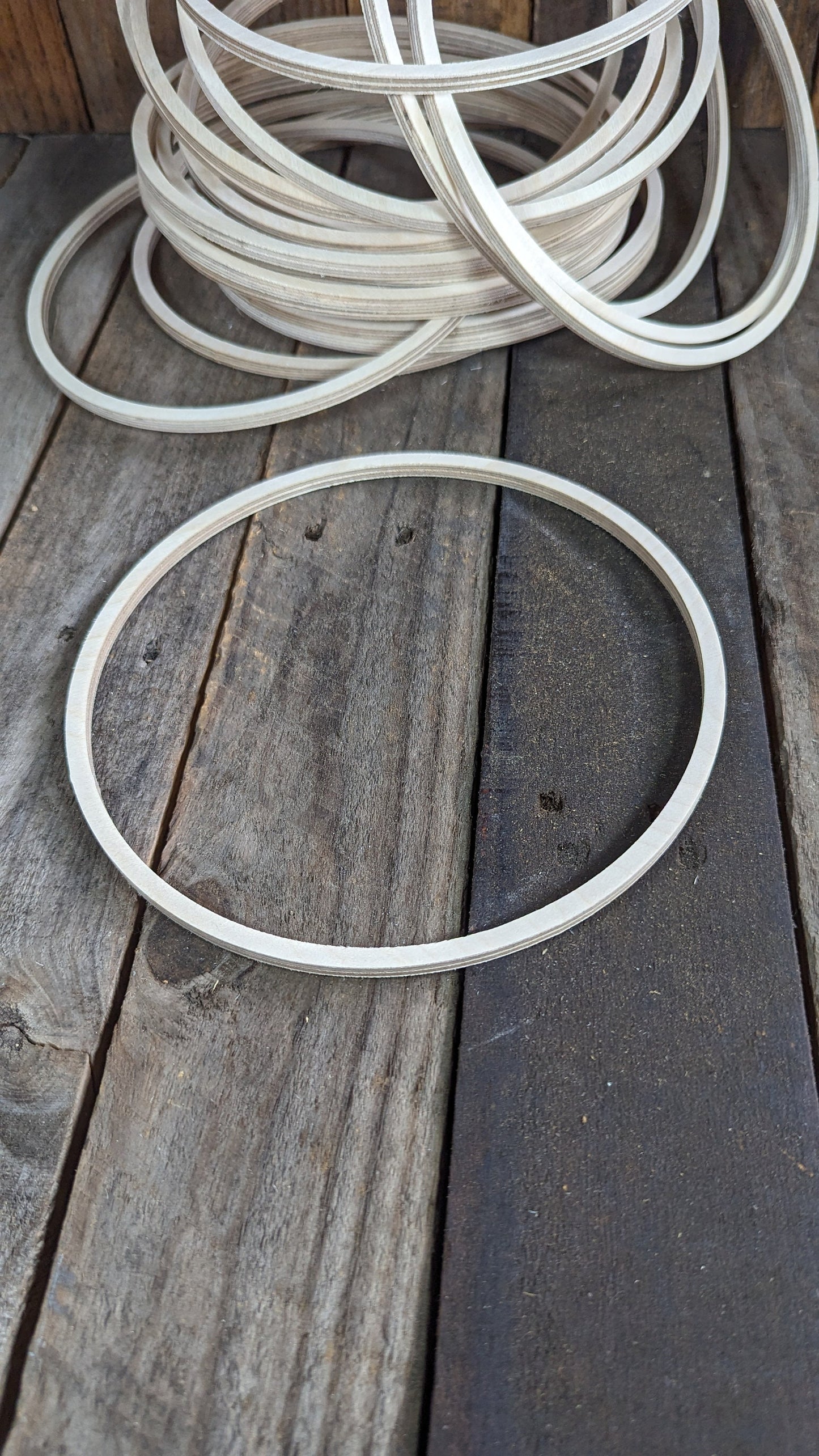8.75" Baltic Birch Wood Donut Ring, 8" Center Hole, Unfinished Wooden Circles