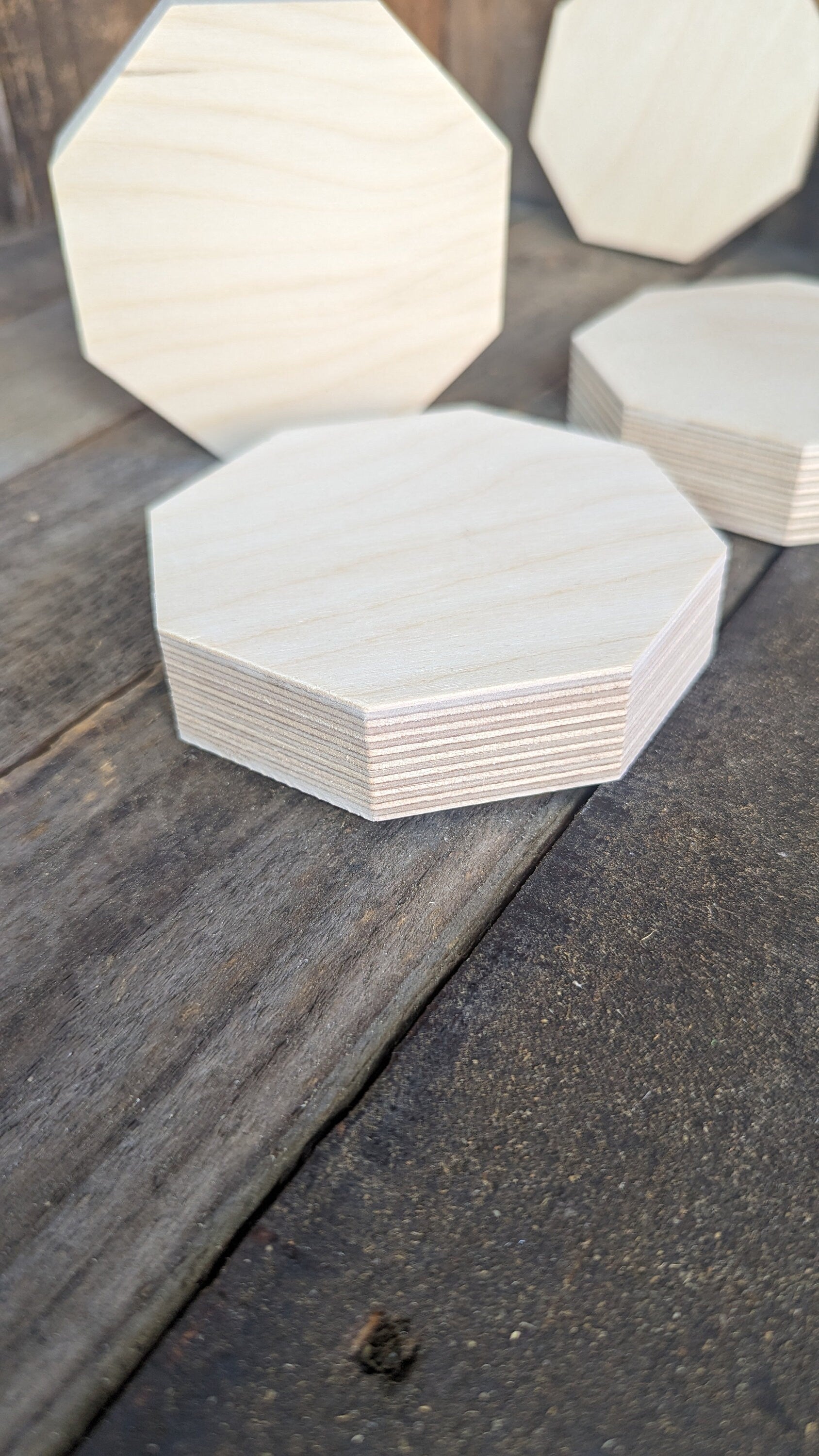 4" Wood Octagon Plaques, BALTIC BIRCH Wooden Eight Sided Shape, Blank Octagon, Unfinished Wooden Octagon, DIY Crafting Supplies