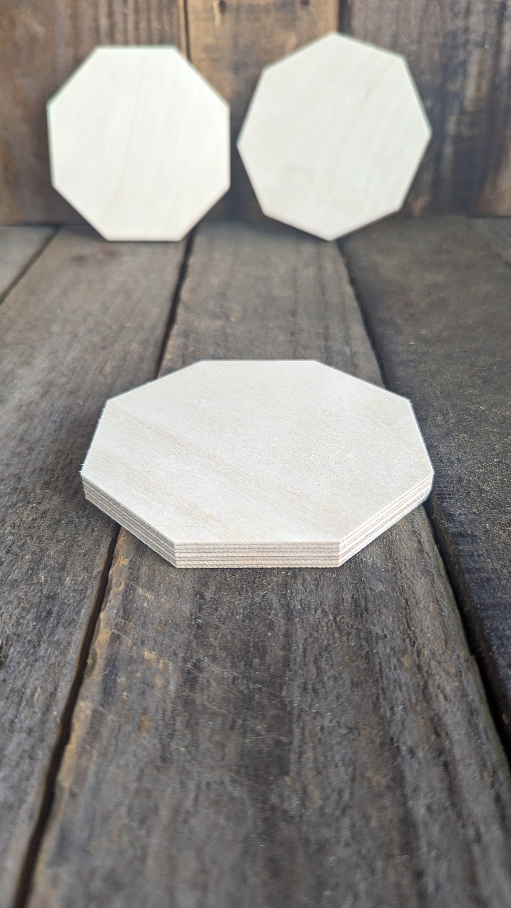 4" Wood Octagon Plaques, BALTIC BIRCH Wooden Eight Sided Shape, Blank Octagon, Unfinished Wooden Octagon, DIY Crafting Supplies