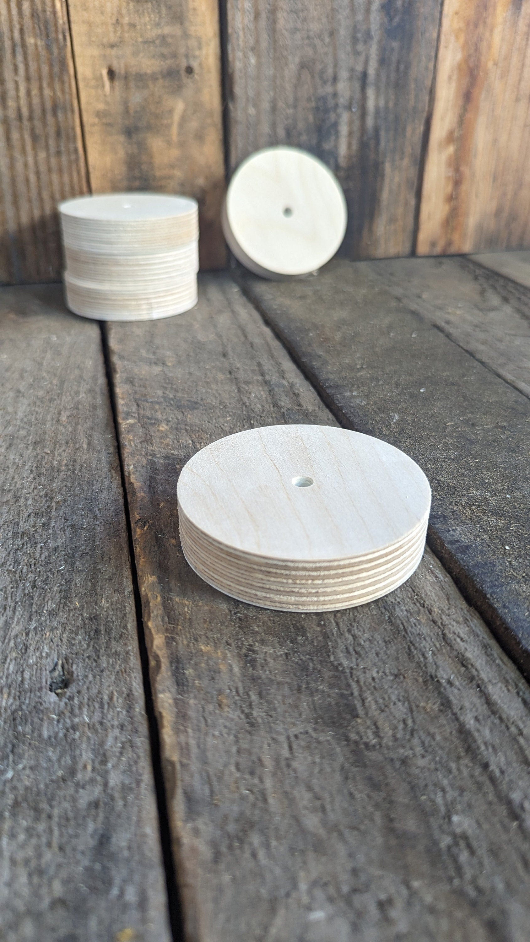 3" Wood Donut Ring, .25" (1/4") center hole, BALTIC BIRCH, Wooden Circles, Unfinished Wooden Circles, Wood Donut, DIY Crafting Supplies