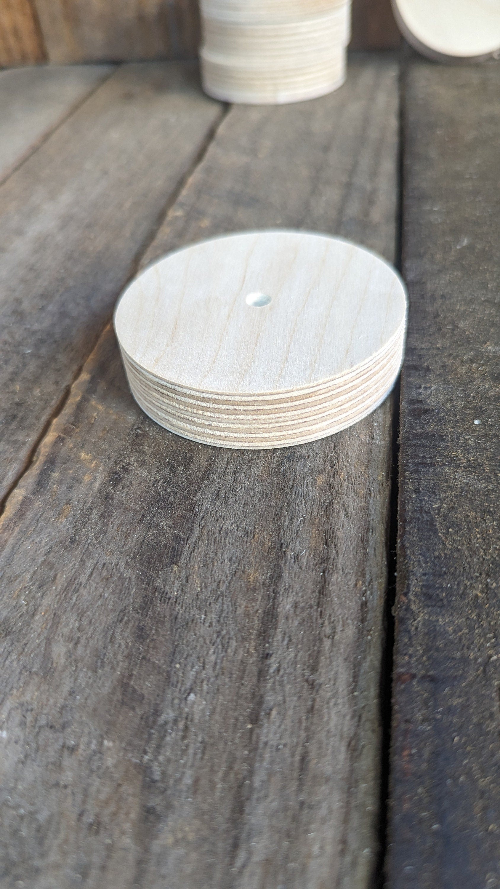 3" Wood Donut, .25" (1/4") center hole, BALTIC BIRCH, Wooden Circles, Unfinished Wooden Circles, Wood Donut, DIY Crafting Supplies