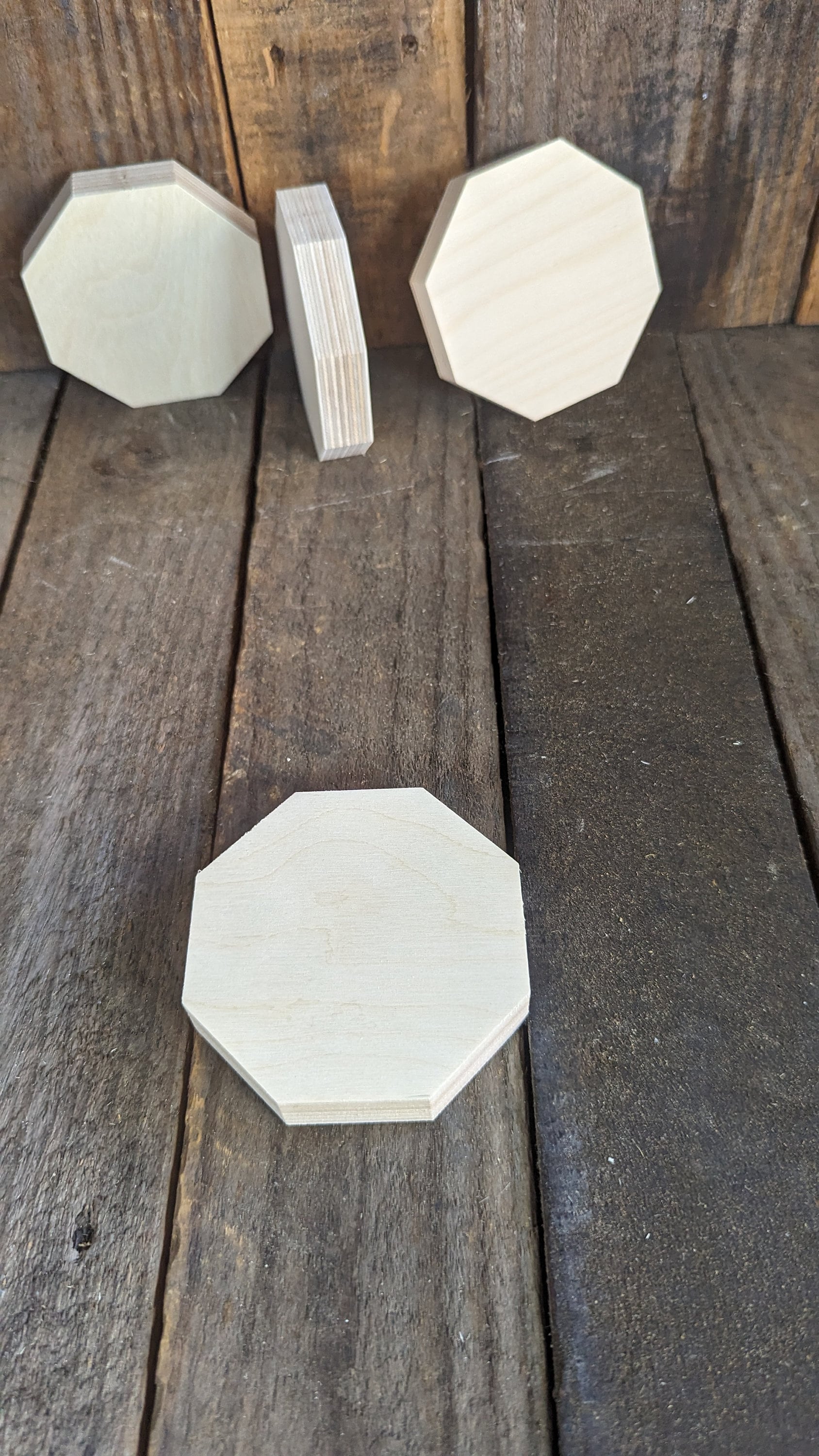 5 Pack - 3.5" Baltic Birch Wood Octagon
