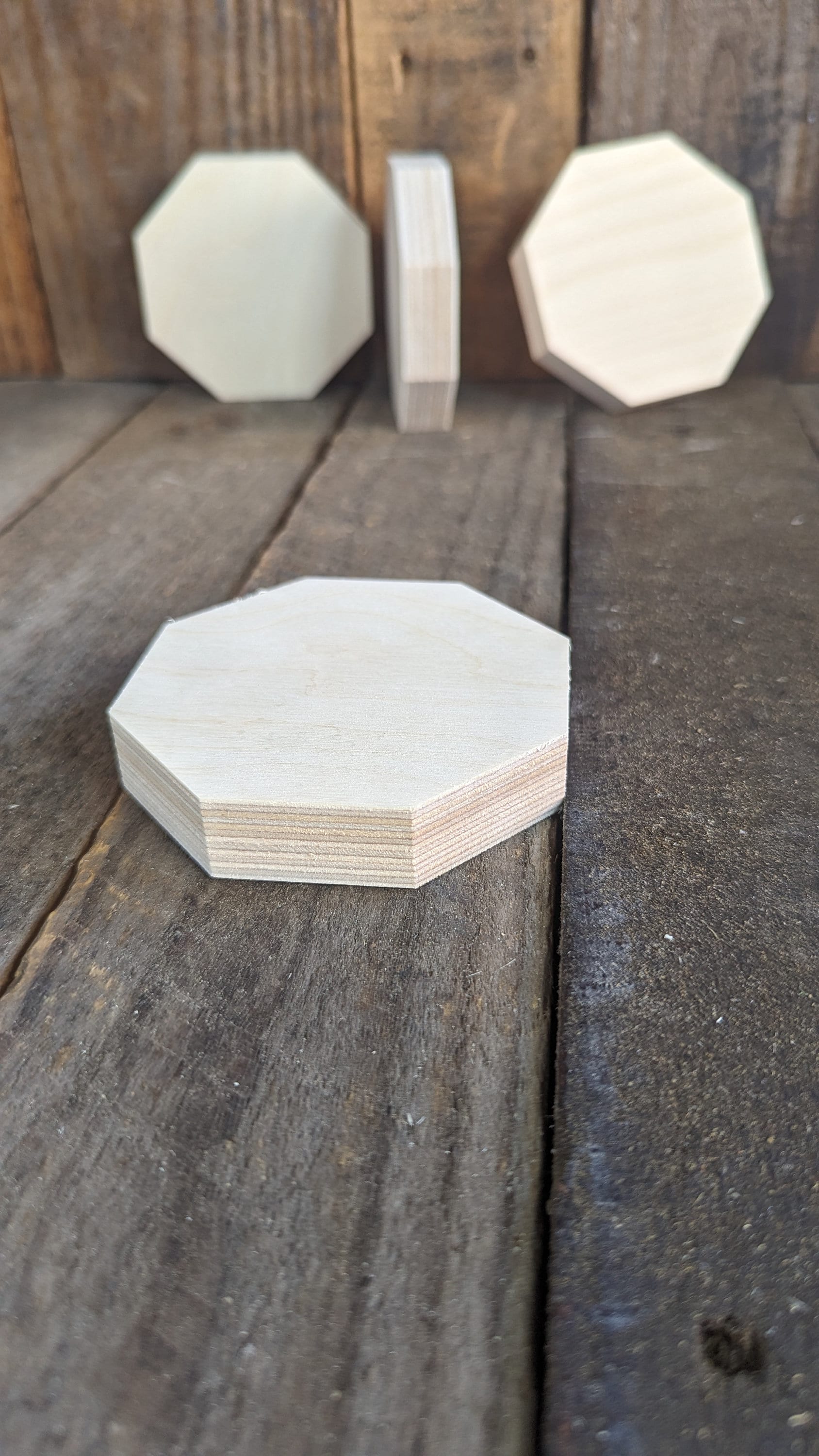 5 Pack - 3.5" Baltic Birch Wood Octagon