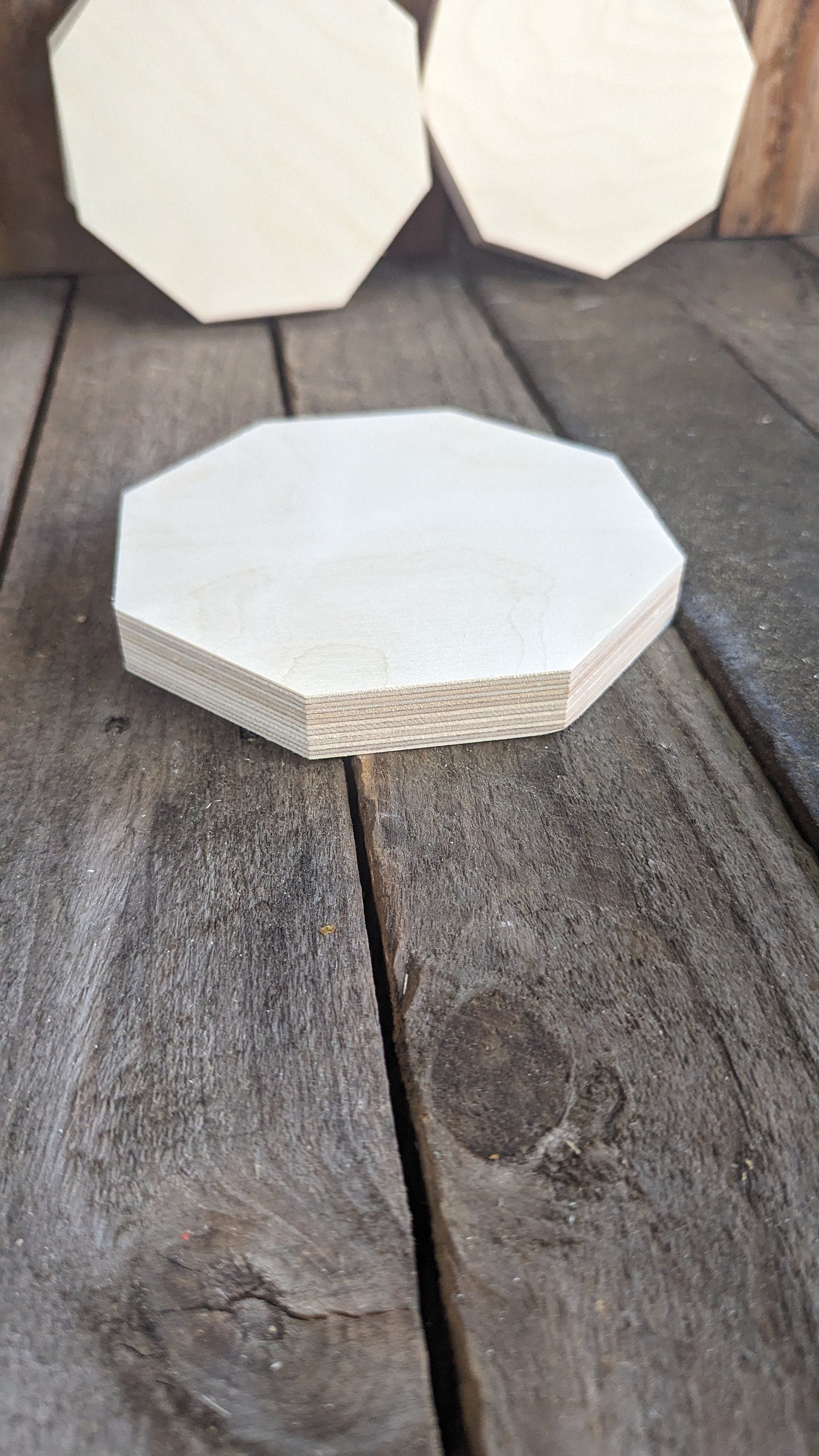5.5" Baltic Birch Wood Octagon, Blank Plaque, DIY Craft Supplies