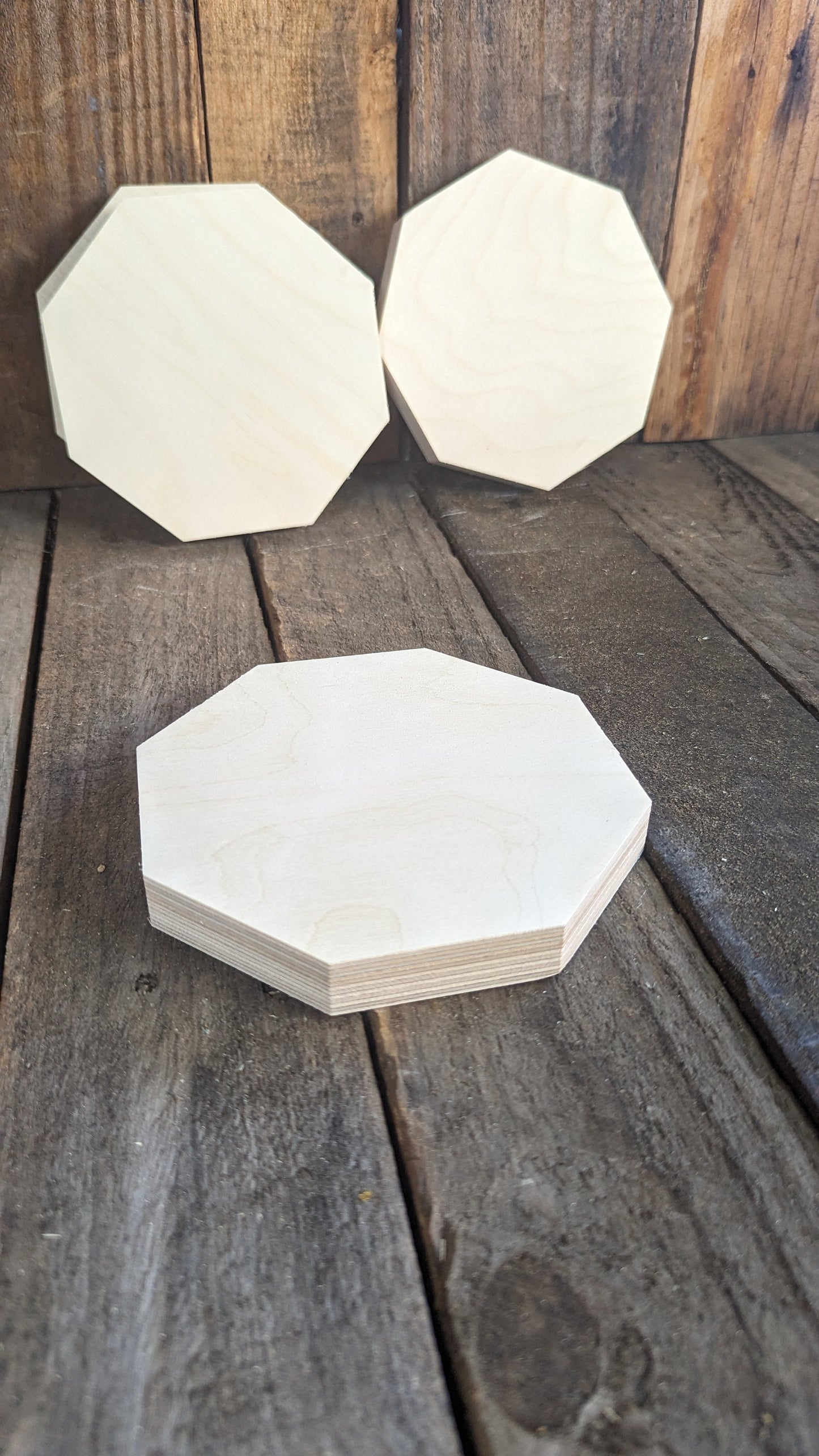 5.5" (5 1/2") Wood Octagon Plaques, BALTIC BIRCH Wooden Eight Sided Shape, Blank Octagon, Unfinished Wooden Octagon, DIY Crafting Supplies