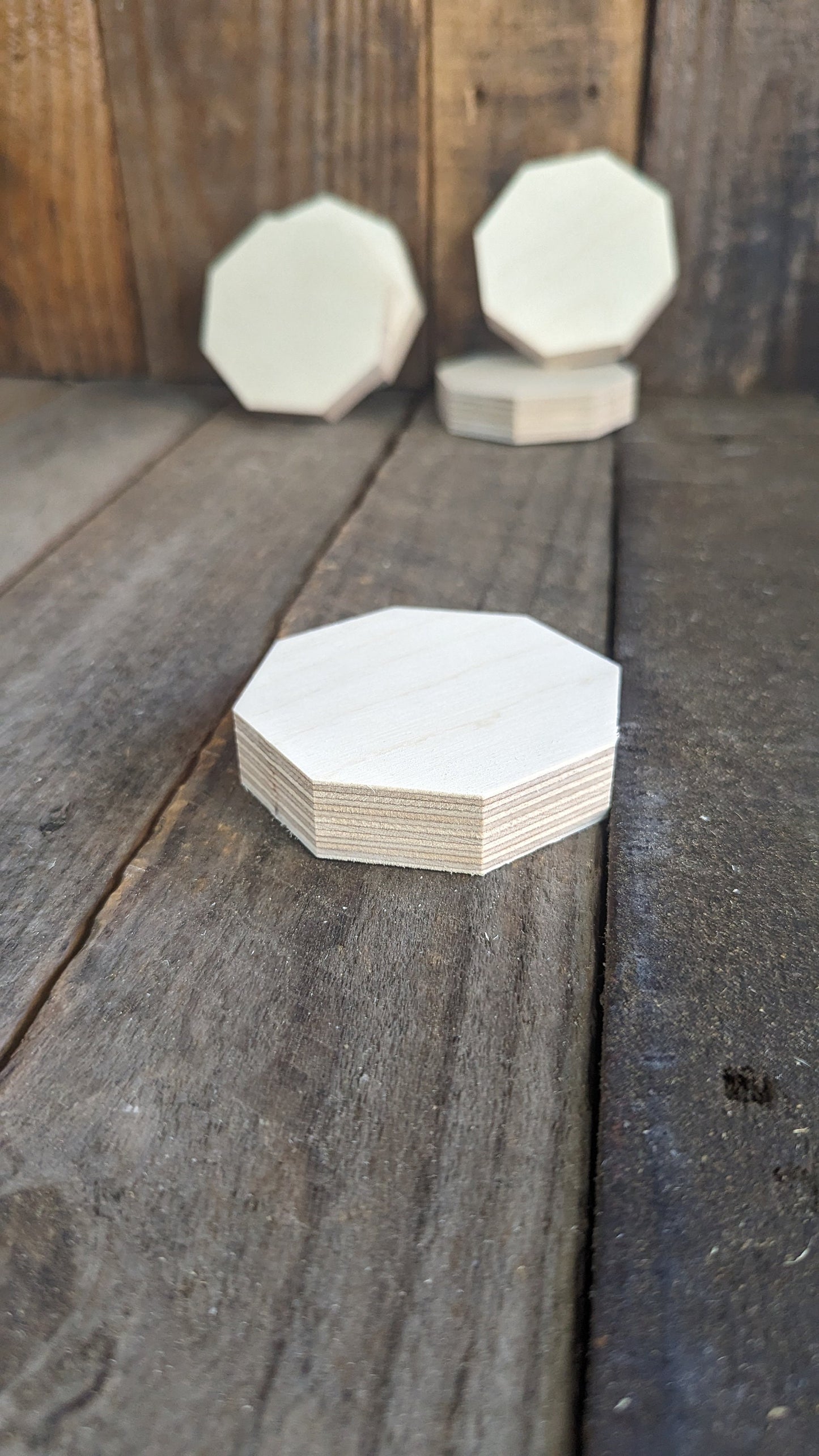 5 Pack - 3" Baltic Birch Wood Octagon