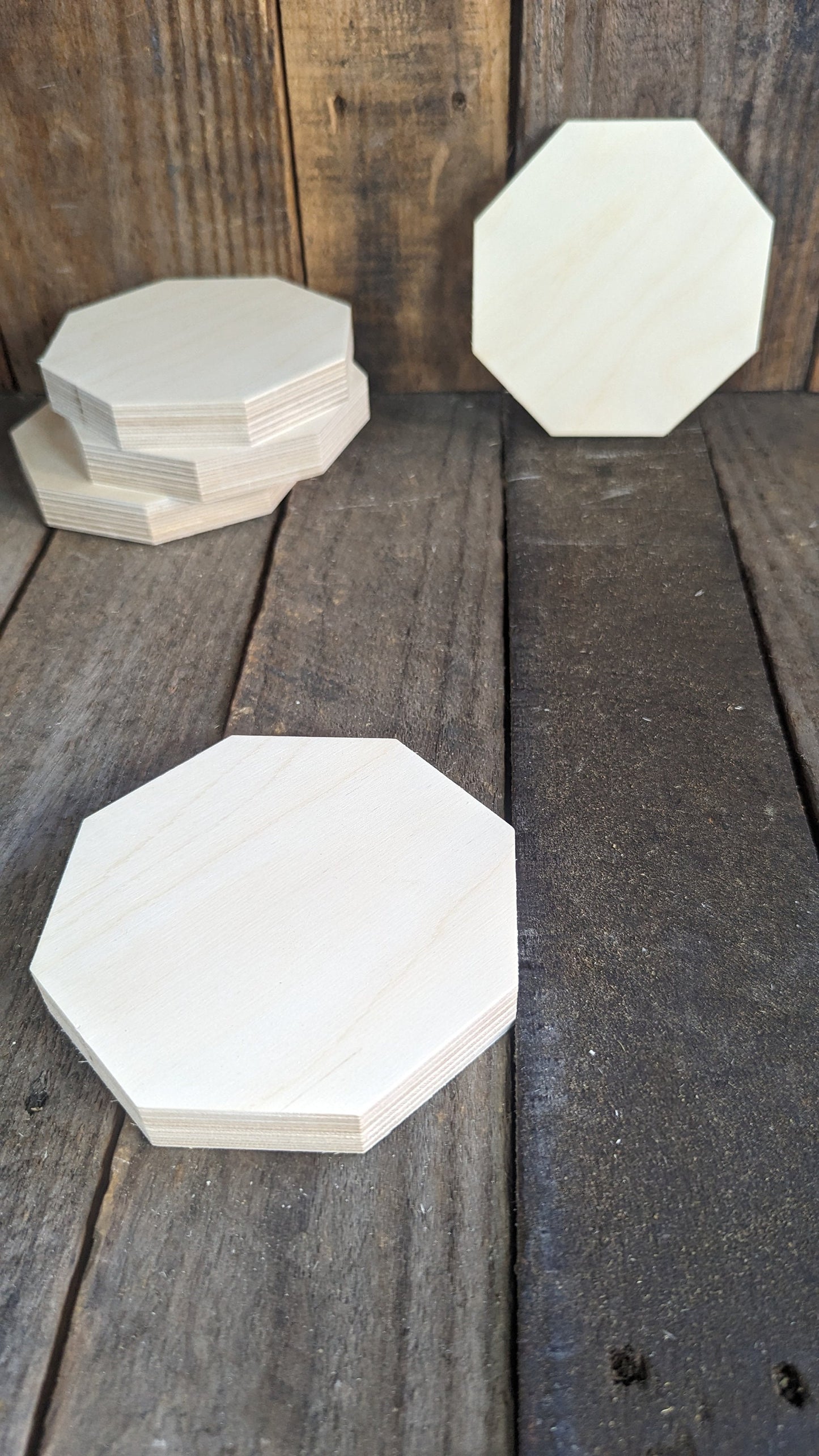 4.5" (4 1/2") Wood Octagon Plaques, BALTIC BIRCH Wooden Eight Sided Shape, Blank Octagon, Unfinished Wooden Octagon, DIY Crafting Supplies