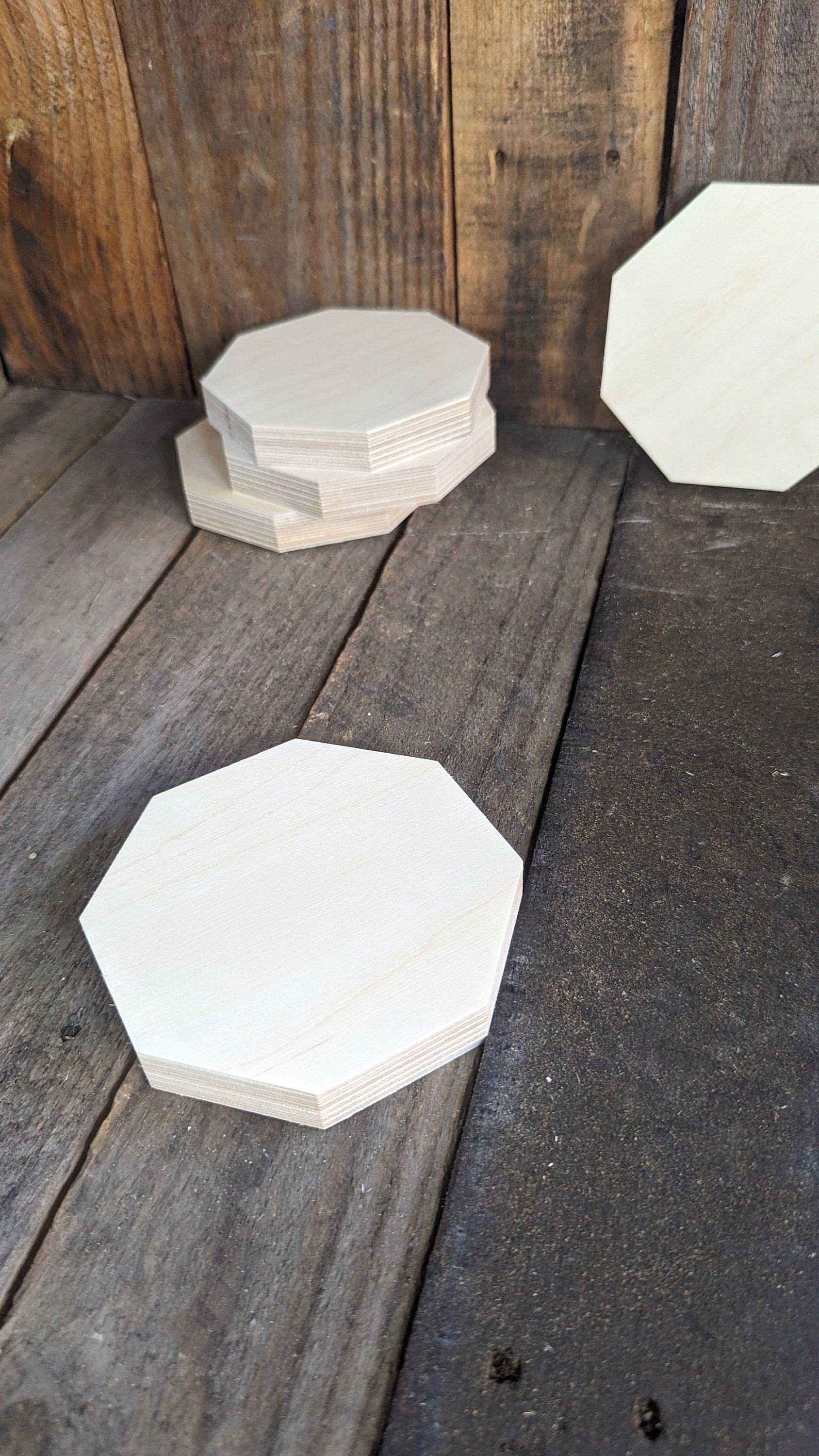 4.5" (4 1/2") Wood Octagon Plaques, BALTIC BIRCH Wooden Eight Sided Shape, Blank Octagon, Unfinished Wooden Octagon, DIY Crafting Supplies