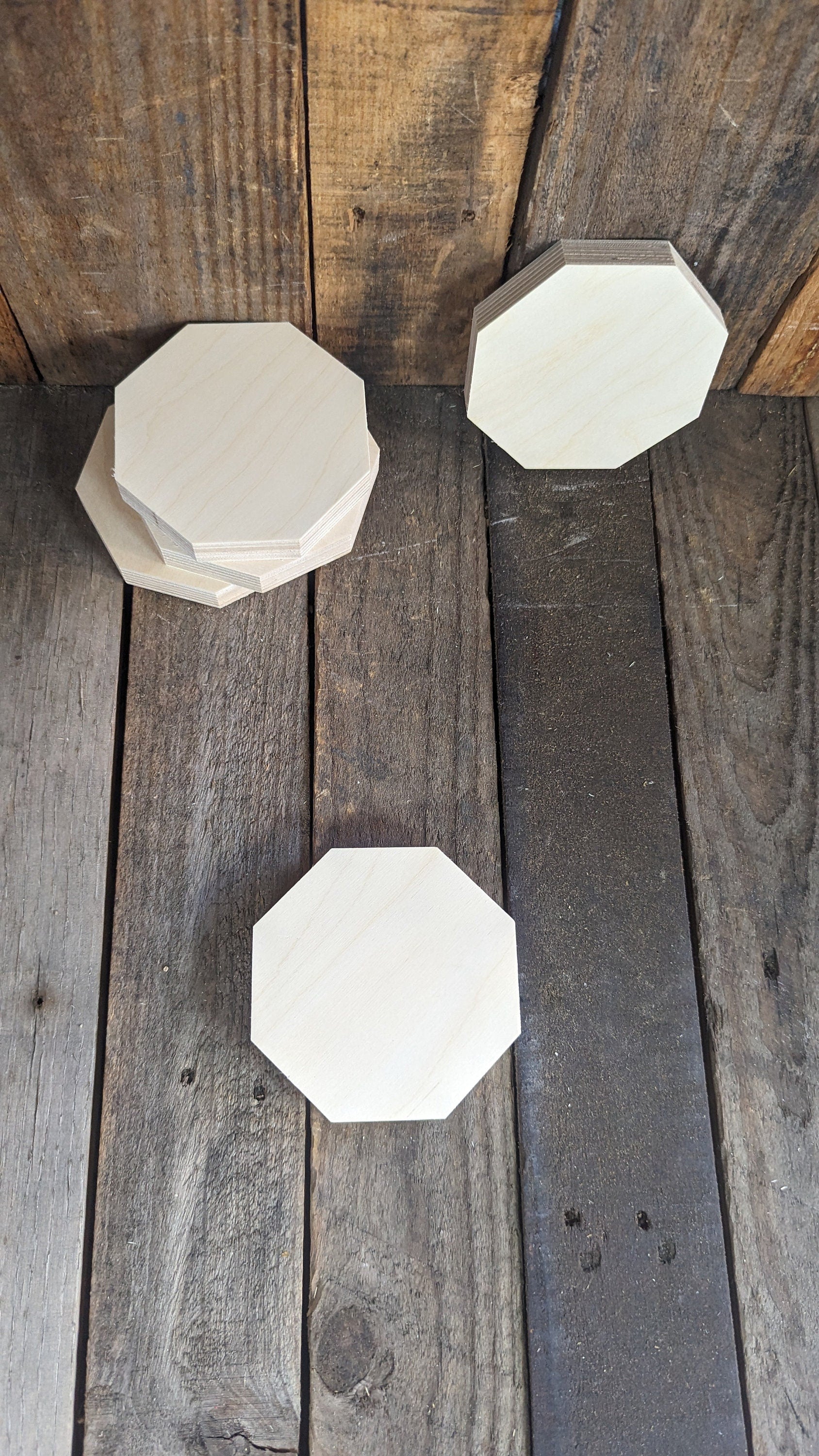 4.5" (4 1/2") Wood Octagon Plaques, BALTIC BIRCH Wooden Eight Sided Shape, Blank Octagon, Unfinished Wooden Octagon, DIY Crafting Supplies