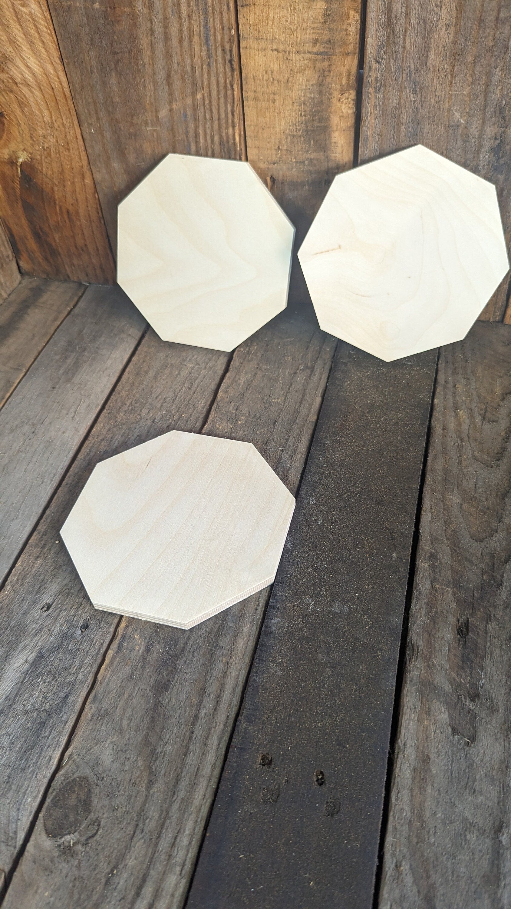 6" Wood Octagon Plaques, BALTIC BIRCH Wooden Eight Sided Shape, Blank Octagon, Unfinished Wooden Octagon, DIY Crafting Supplies