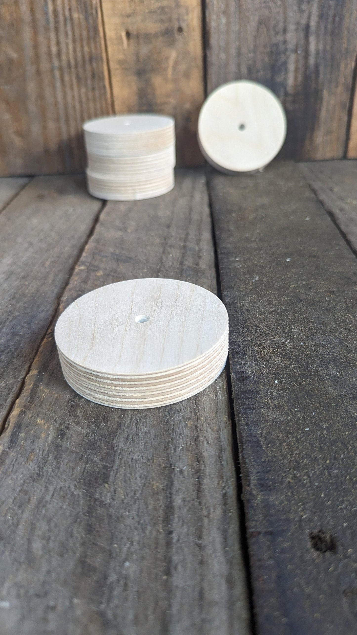 3" Wood Donut, .25" (1/4") center hole, BALTIC BIRCH, Wooden Circles, Unfinished Wooden Circles, Wood Donut, DIY Crafting Supplies