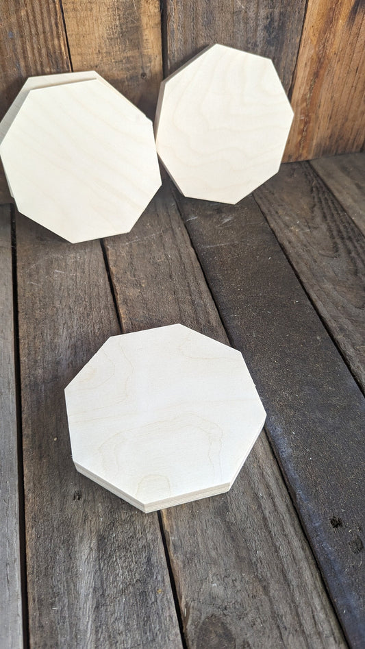 5.5" Baltic Birch Wood Octagon, Blank Plaque, DIY Craft Supplies
