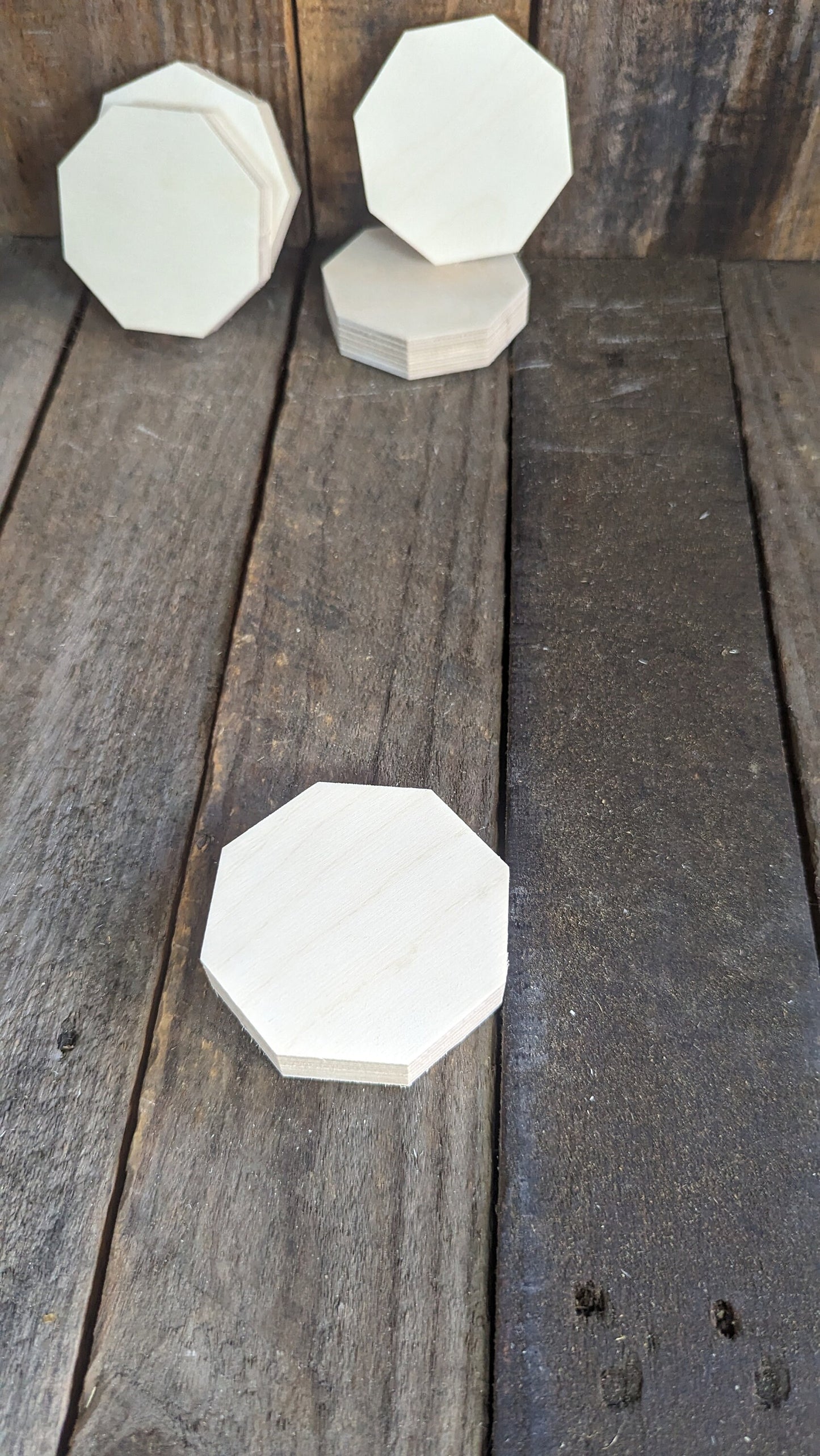 3" Wood Octagon Plaques, BALTIC BIRCH Wooden Eight Sided Shape, Blank Octagon, Unfinished Wooden Octagon, DIY Crafting Supplies