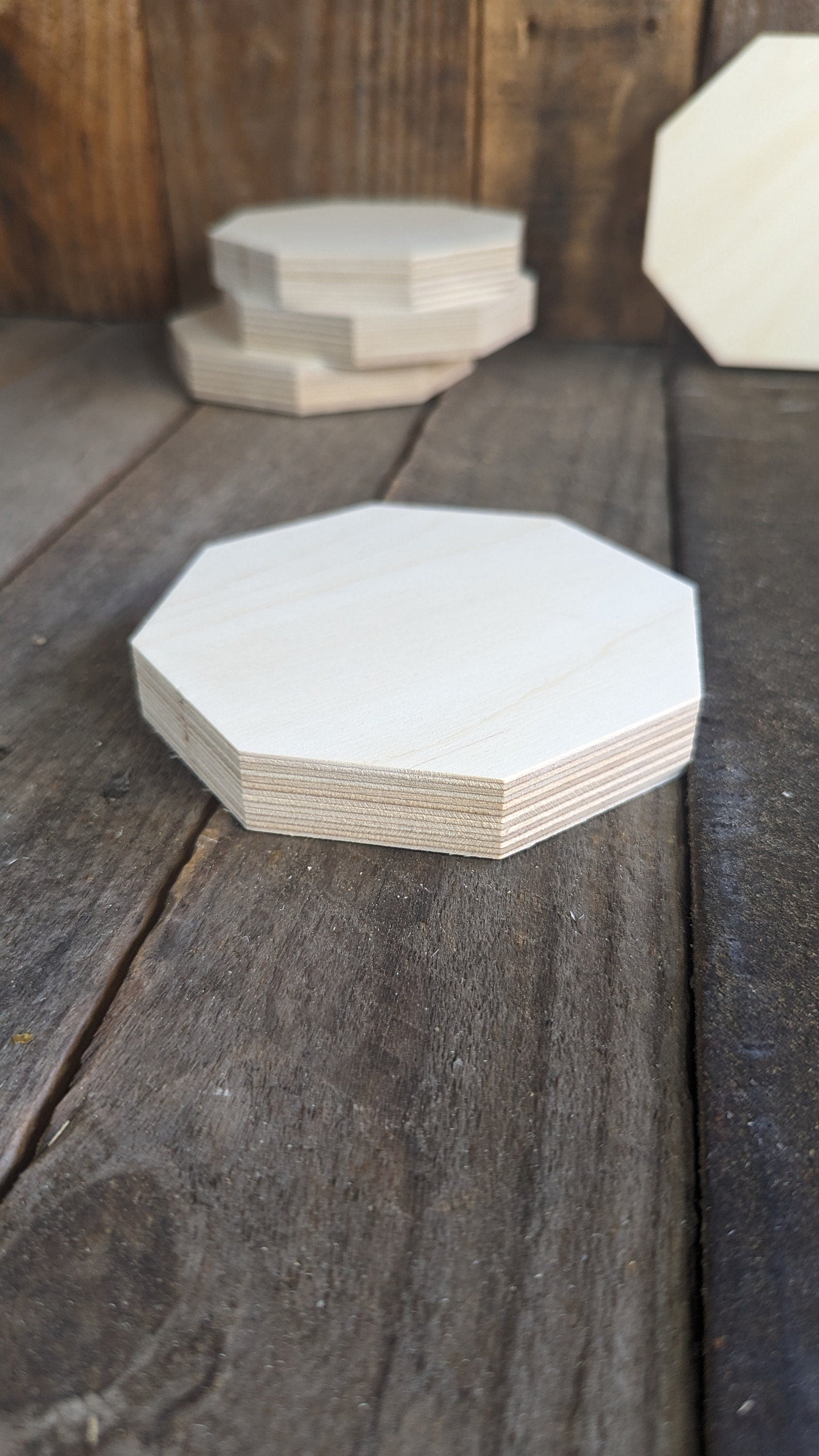 4.5" (4 1/2") Wood Octagon Plaques, BALTIC BIRCH Wooden Eight Sided Shape, Blank Octagon, Unfinished Wooden Octagon, DIY Crafting Supplies