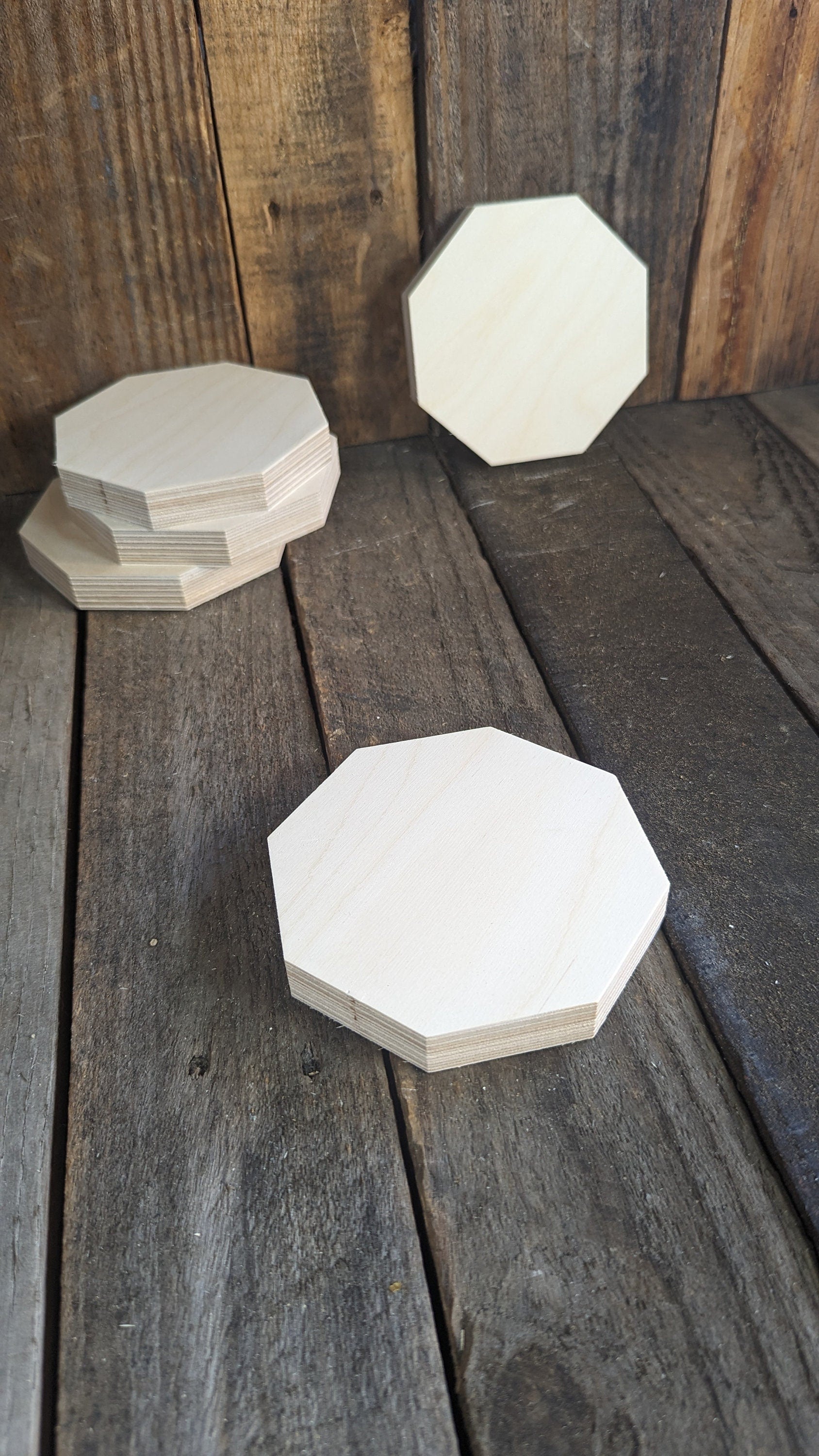 4.5" (4 1/2") Wood Octagon Plaques, BALTIC BIRCH Wooden Eight Sided Shape, Blank Octagon, Unfinished Wooden Octagon, DIY Crafting Supplies