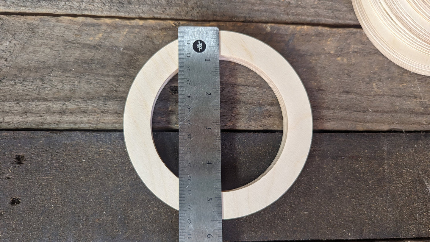 5.5" Baltic Birch Wood Donut, 4" Center Hole, Unfinished Crafting Ring