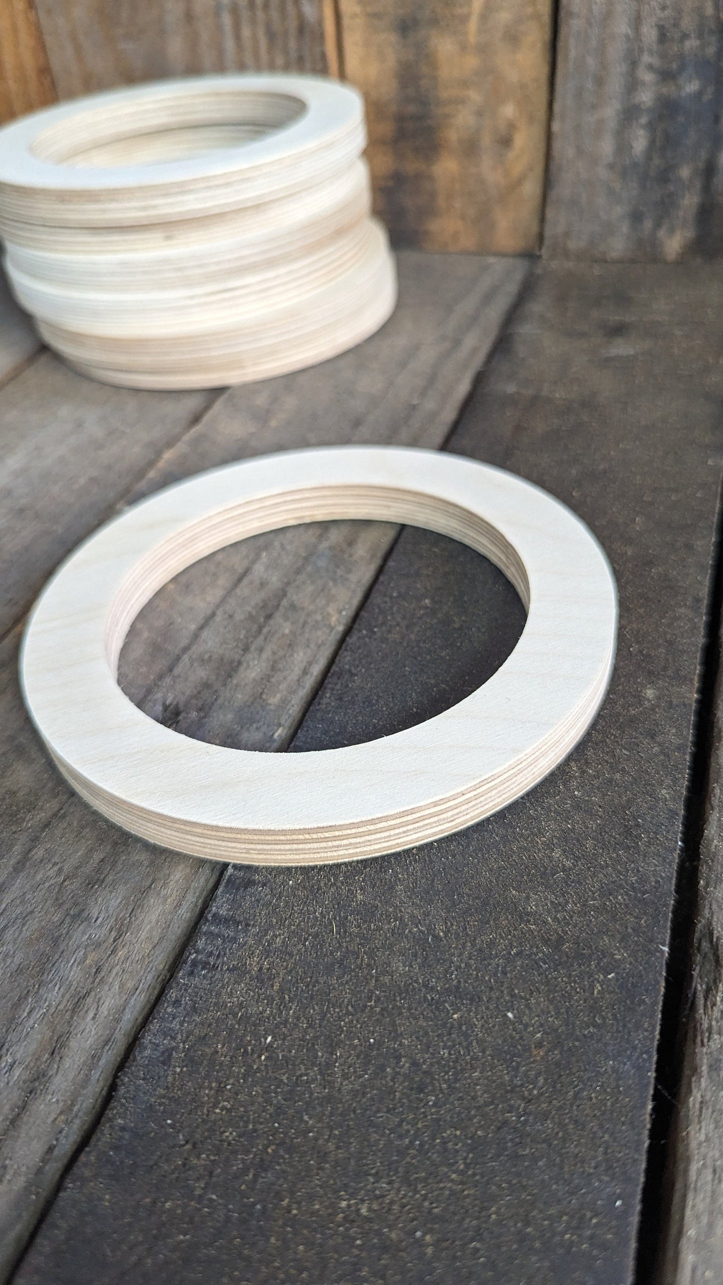 5.5" Baltic Birch Wood Donut, 4" Center Hole, Unfinished Crafting Ring