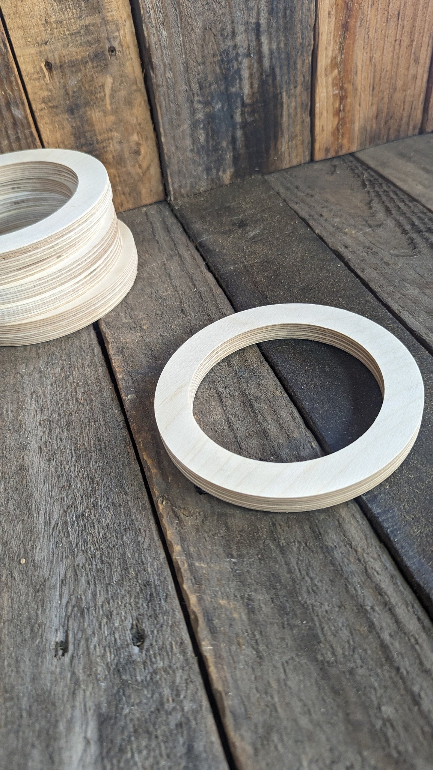 5.5" Baltic Birch Wood Donut, 4" Center Hole, Unfinished Crafting Ring