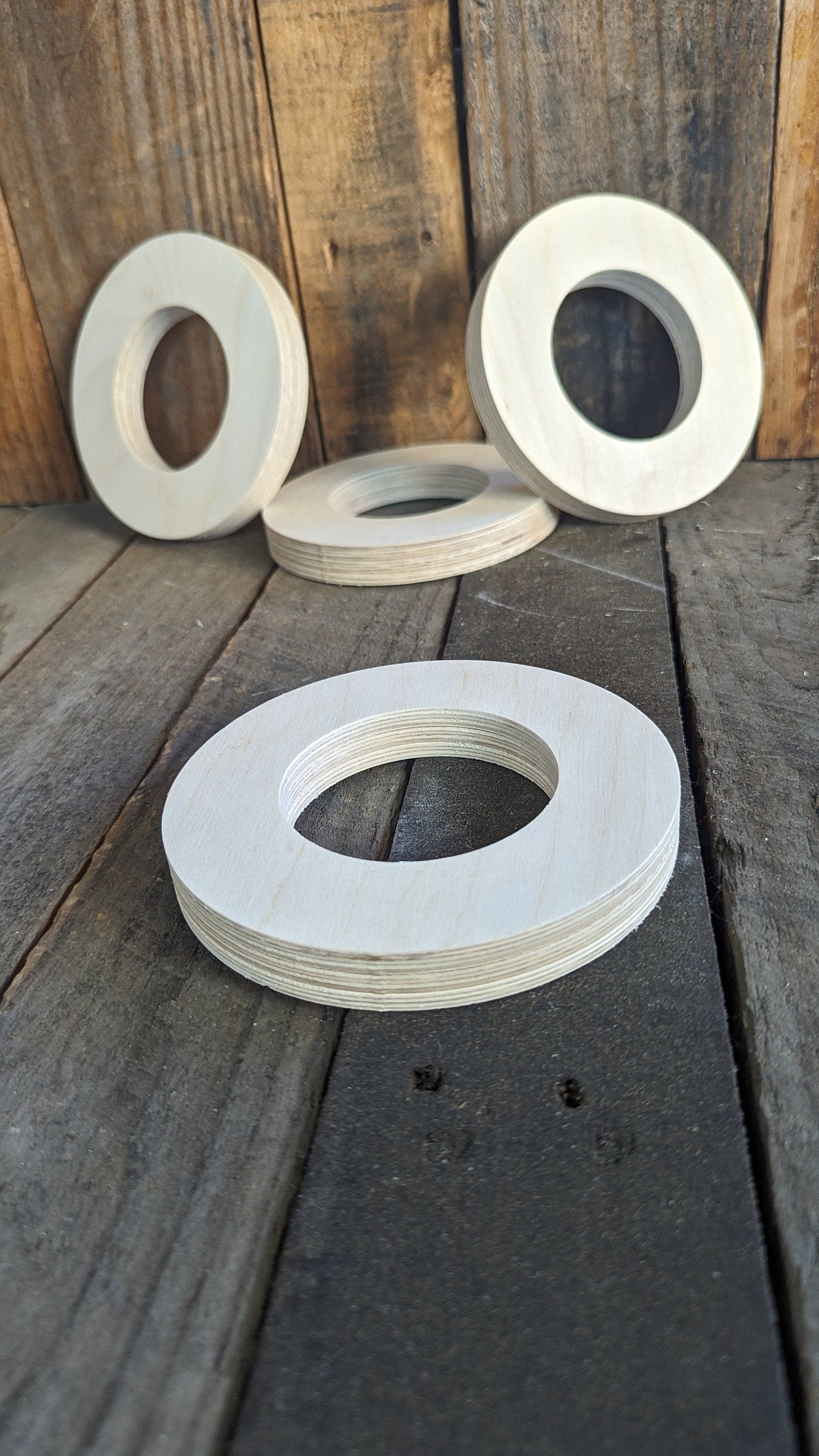 5.5" Baltic Birch Wood Donut, 3" Center Hole, DIY Craft Supply