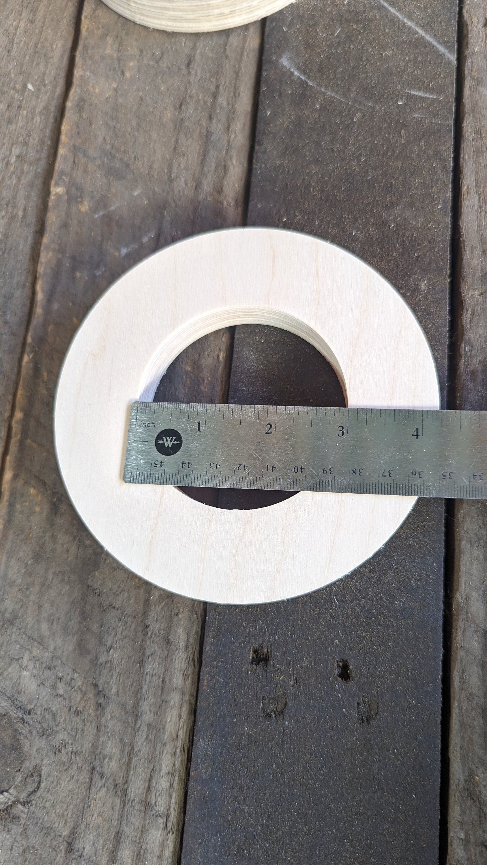 5.5" Baltic Birch Wood Donut, 3" Center Hole, DIY Craft Supply