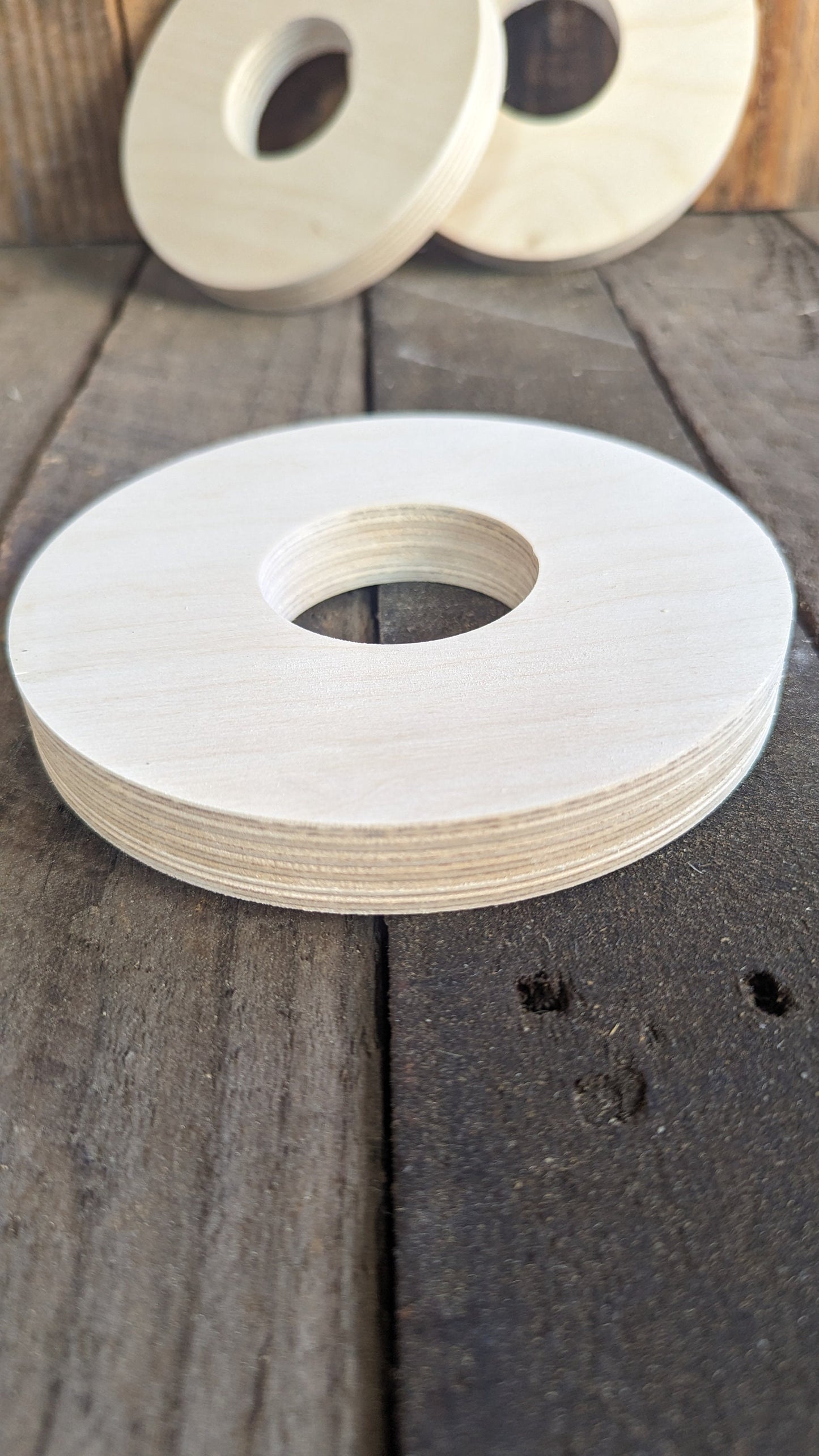 5.5" (5 1/2") Wood Donut with 2" hole , BALTIC BIRCH - Wooden Circles, Blank Circles, Unfinished, Ring Shape, DIY Crafting Supplies