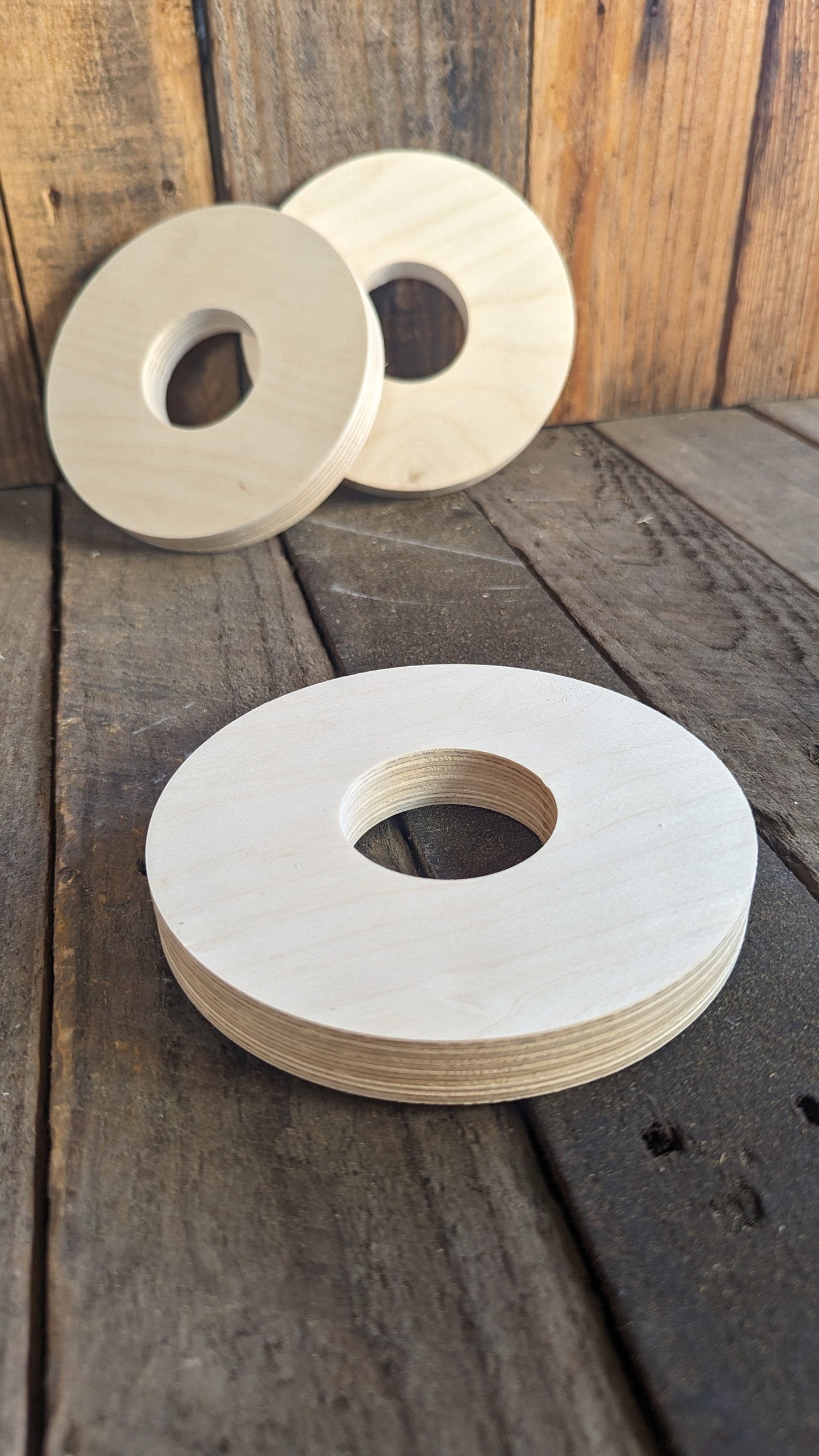 5.5" (5 1/2") Wood Donut with 2" hole , BALTIC BIRCH - Wooden Circles, Blank Circles, Unfinished, Ring Shape, DIY Crafting Supplies