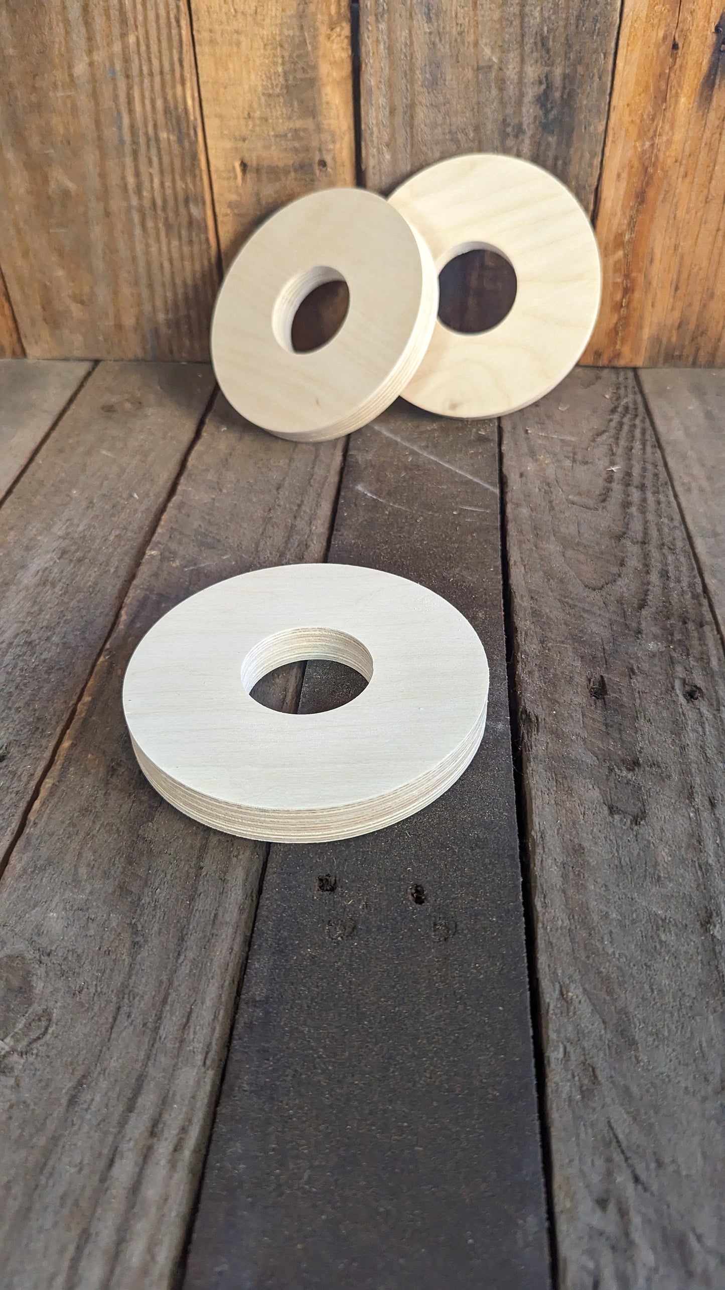5.5" Baltic Birch Wood Donut, 2" Center Hole, DIY Crafting