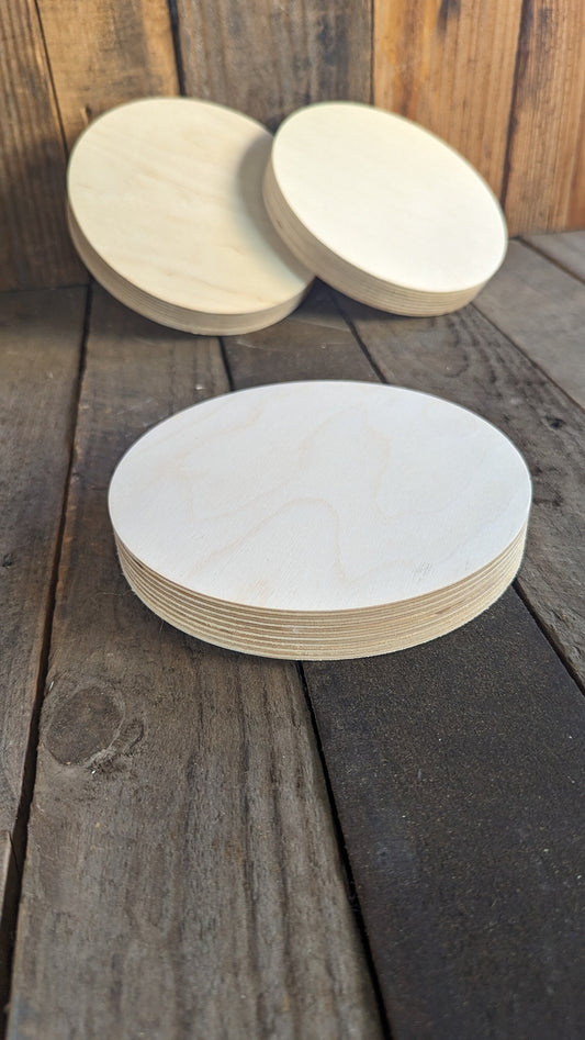 6.75" Baltic Birch Wood Circle, Unfinished Craft Plaque