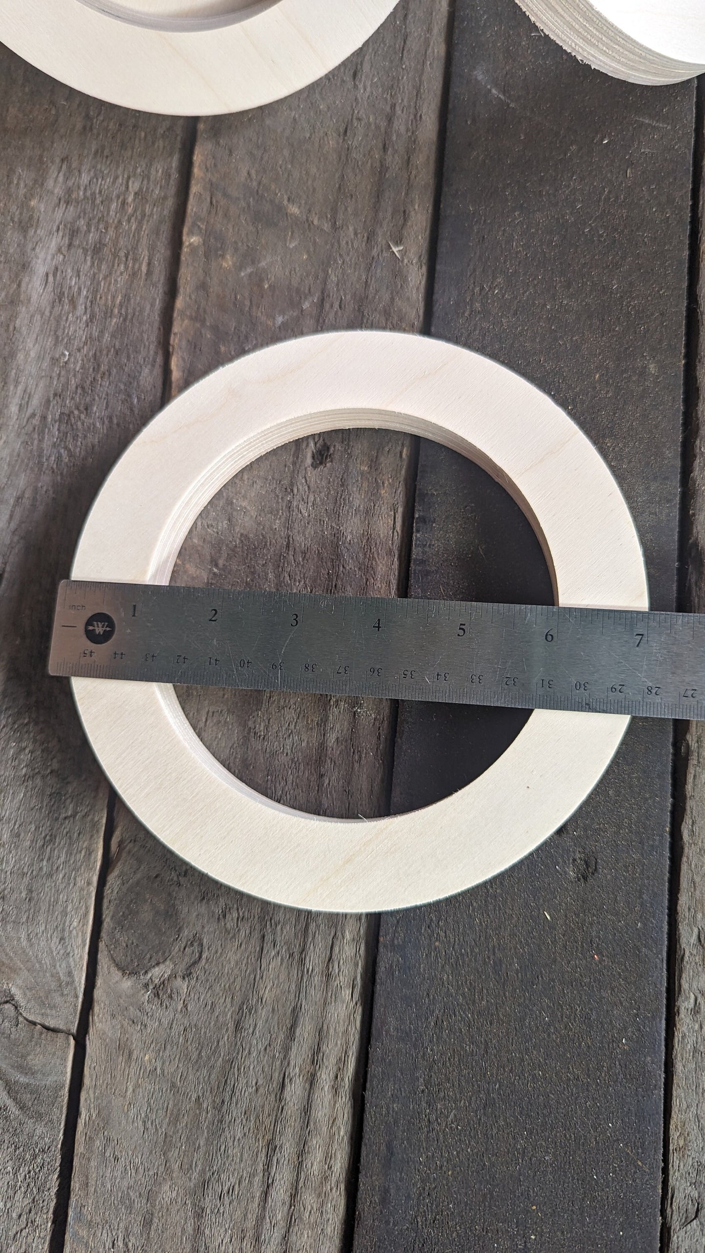 7" Baltic Birch Wood Circle, 5" Center Hole, DIY Crafting