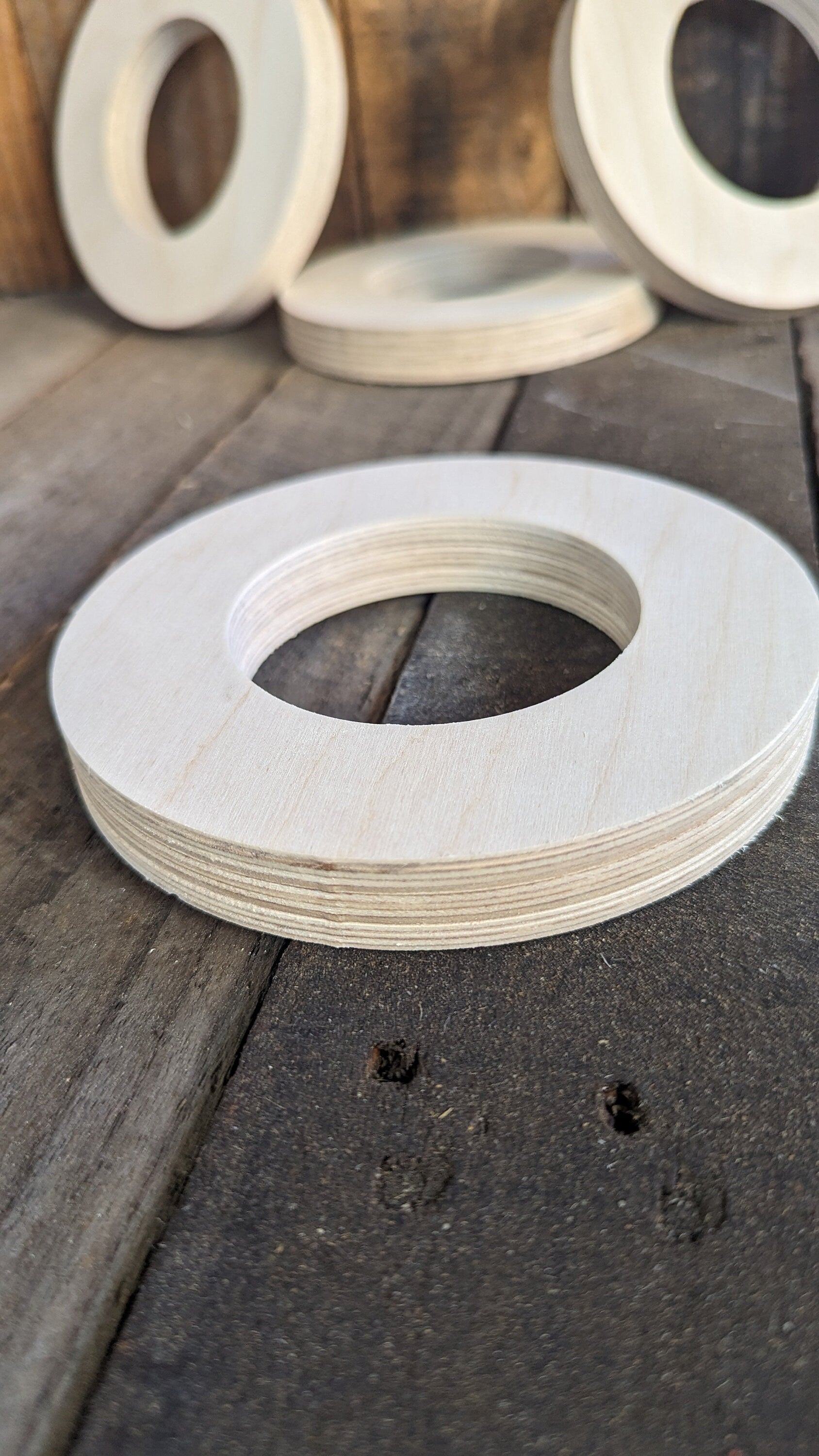 5.5" Baltic Birch Wood Donut, 3" Center Hole, DIY Craft Supply