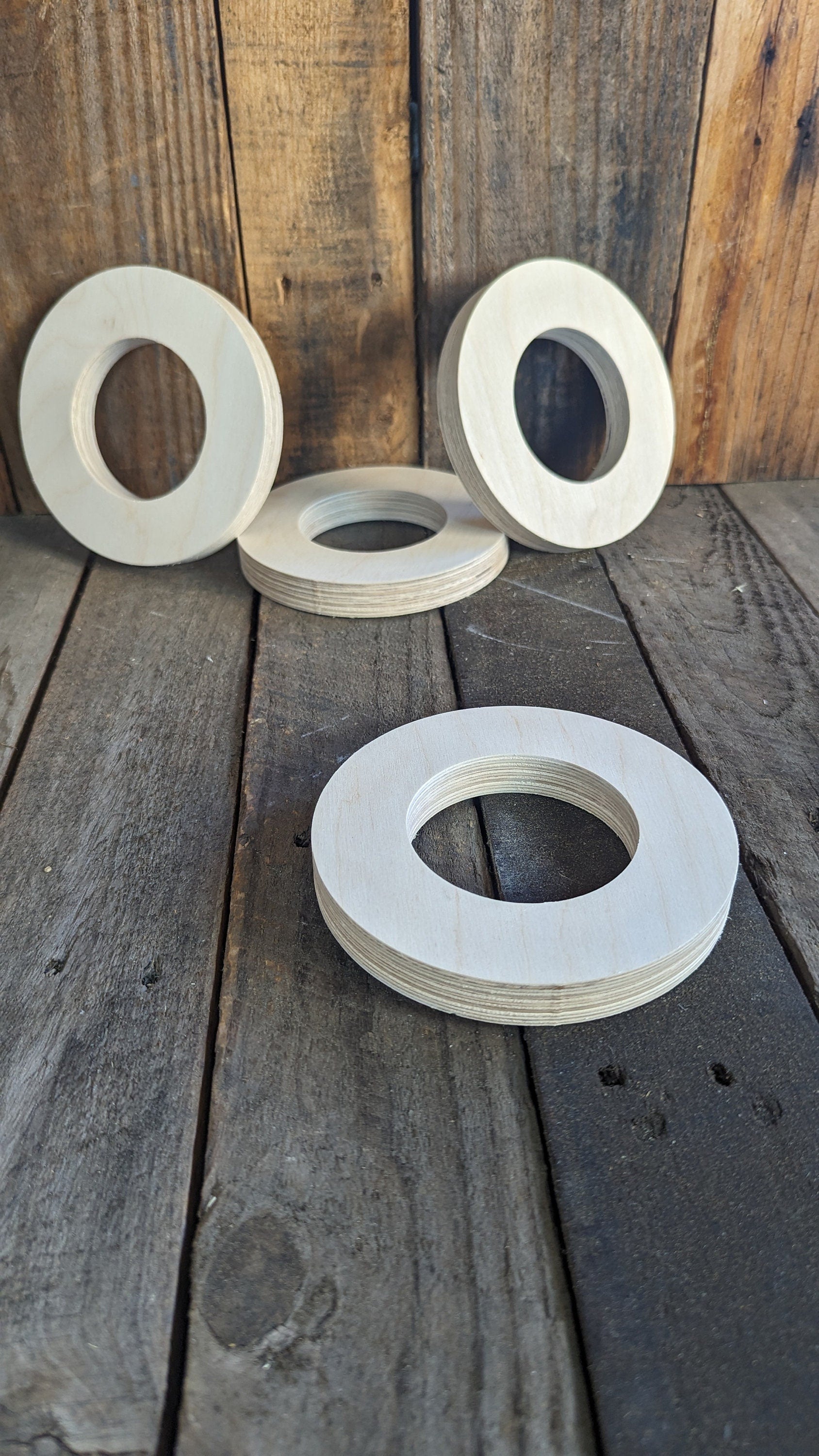 5.5" Baltic Birch Wood Donut, 3" Center Hole, DIY Craft Supply