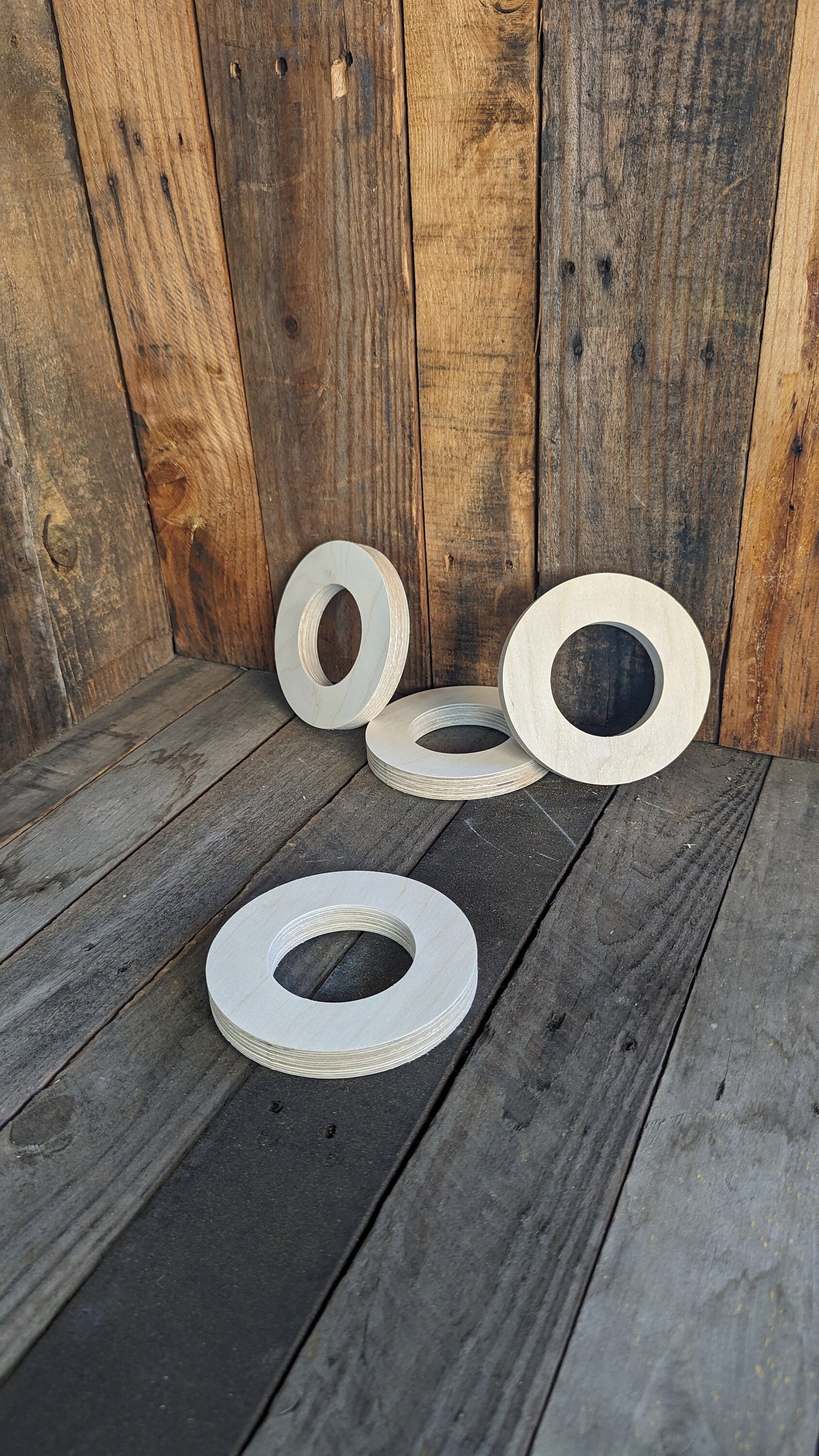 5.5" Baltic Birch Wood Donut, 3" Center Hole, DIY Craft Supply