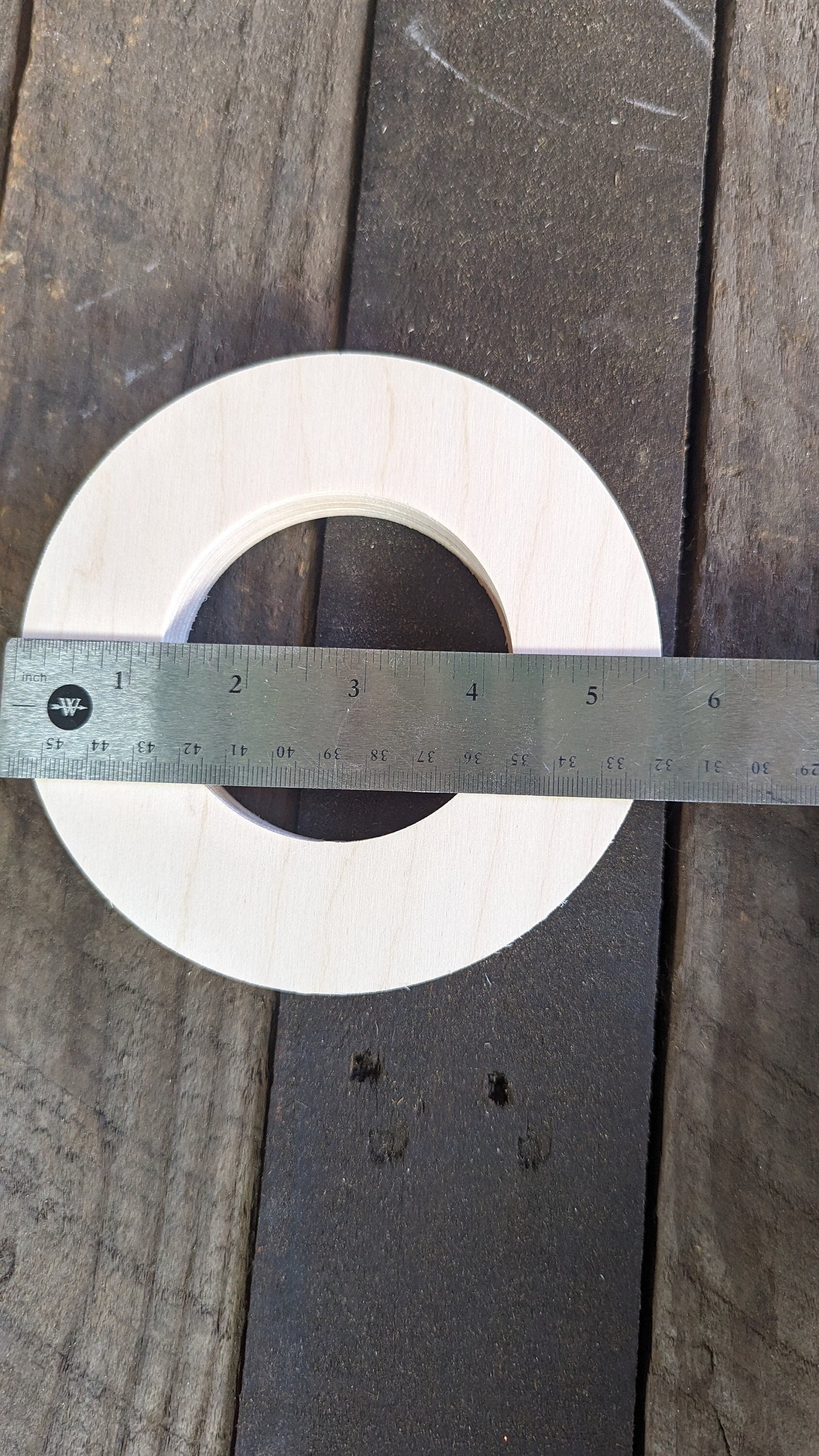5.5" Baltic Birch Wood Donut, 3" Center Hole, DIY Craft Supply