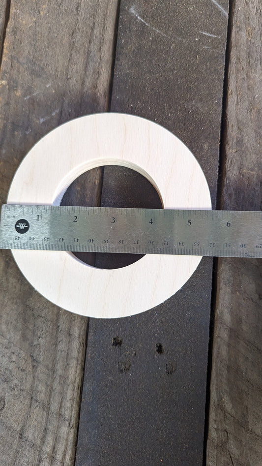 5.5" Baltic Birch Wood Donut, 3" Center Hole, DIY Craft Supply