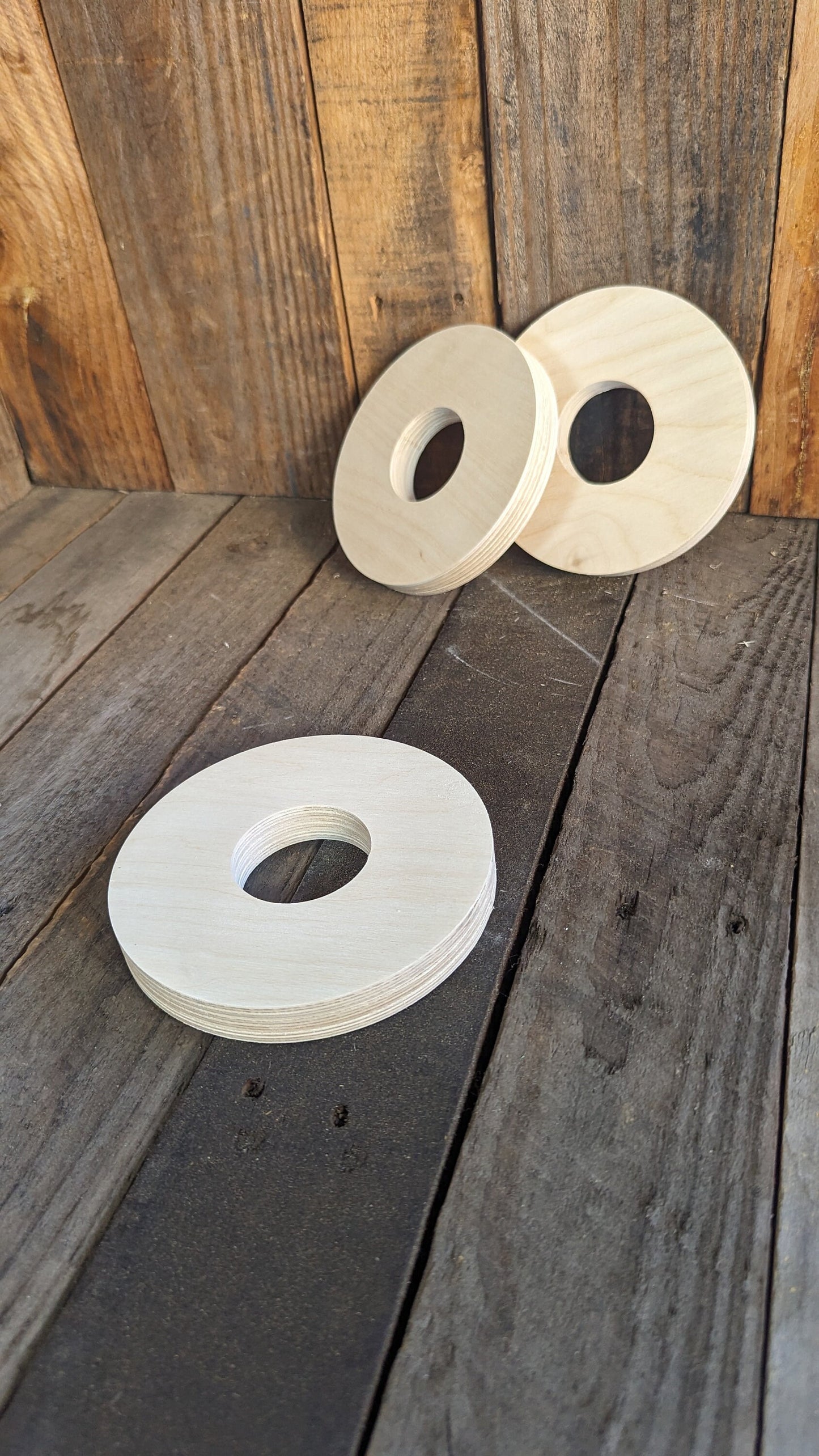 5.5" Baltic Birch Wood Donut, 2" Center Hole, DIY Crafting